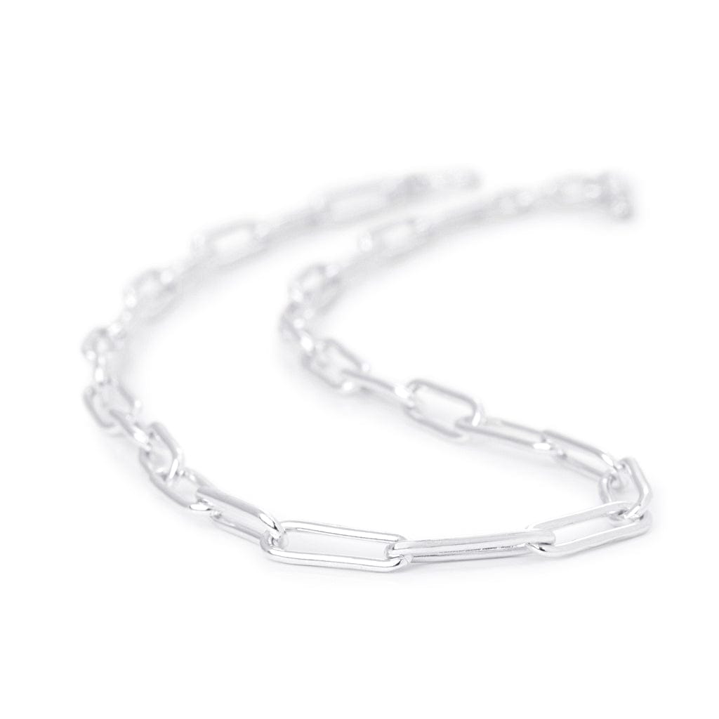 Solid Sterling Silver elongated link necklace, Paperclip Bloodline Design 