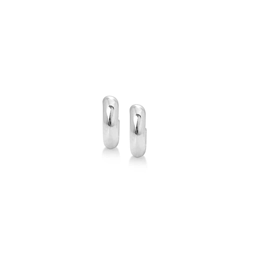 Small plain solid sterling silver hoop stud.