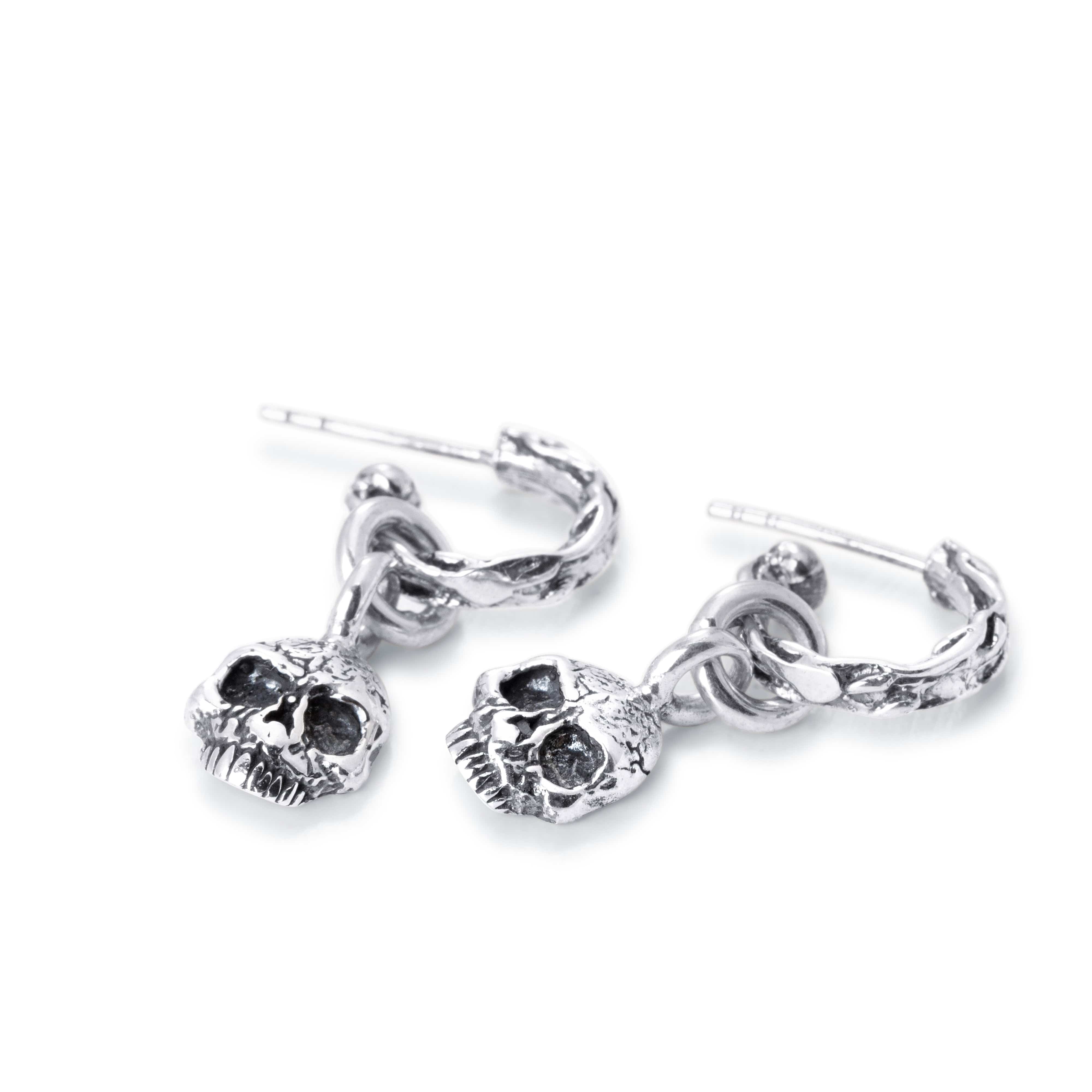 Bloodline Design Womens Earrings Eternal Vine Hoop Earring with Skull Charm