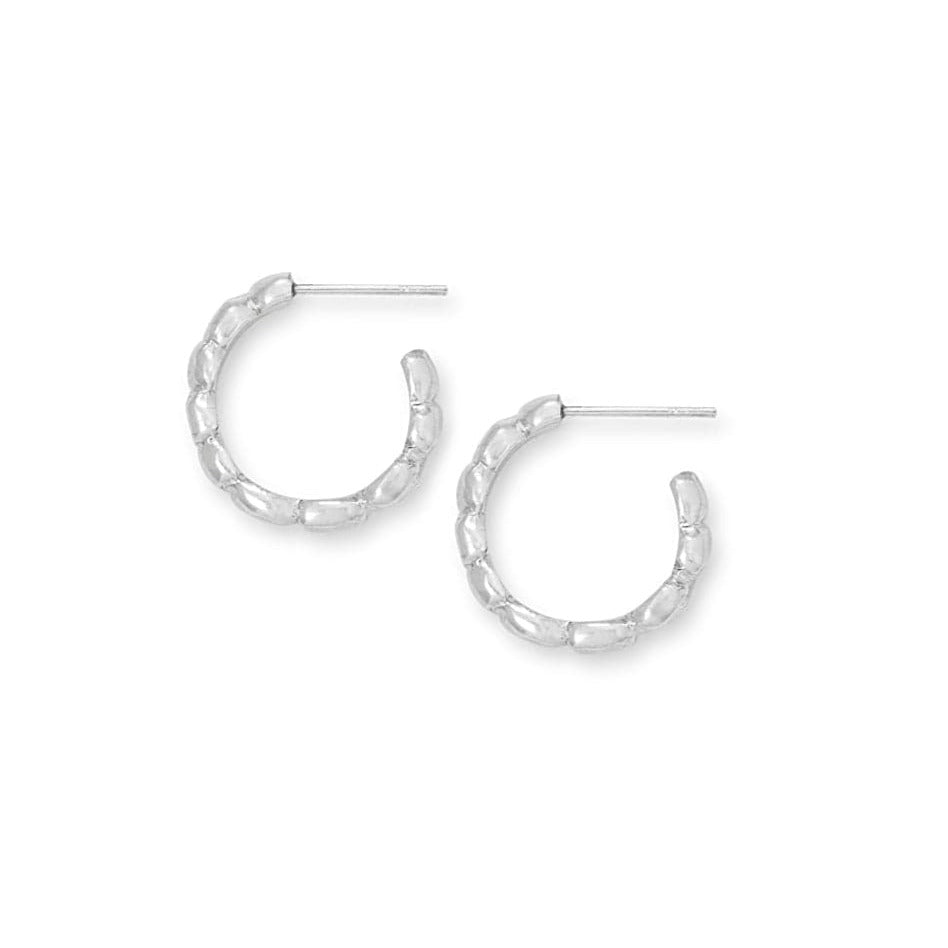 Small solid silver hoop stud, small connecting pebble design.