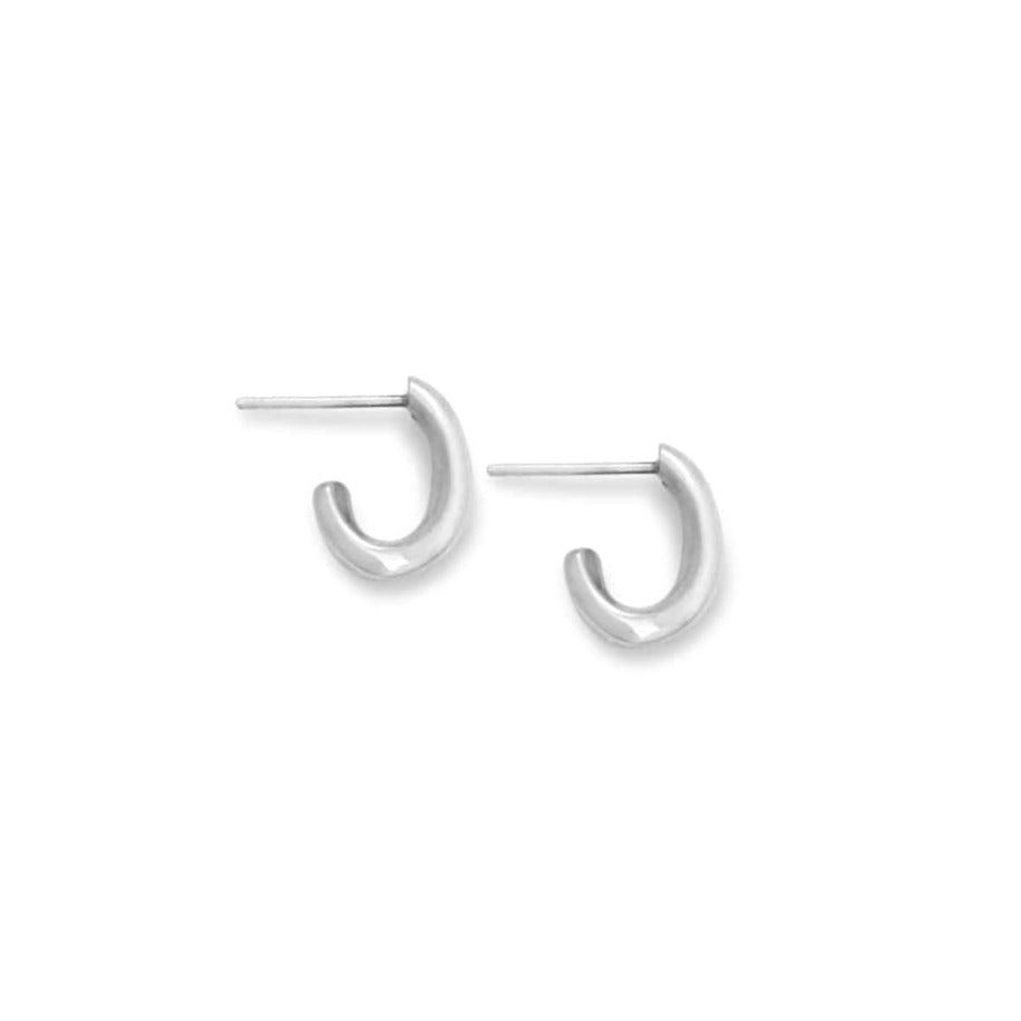 Hand crafted, Solid sterling silver hoop stud. Small curved teardrop shape.
