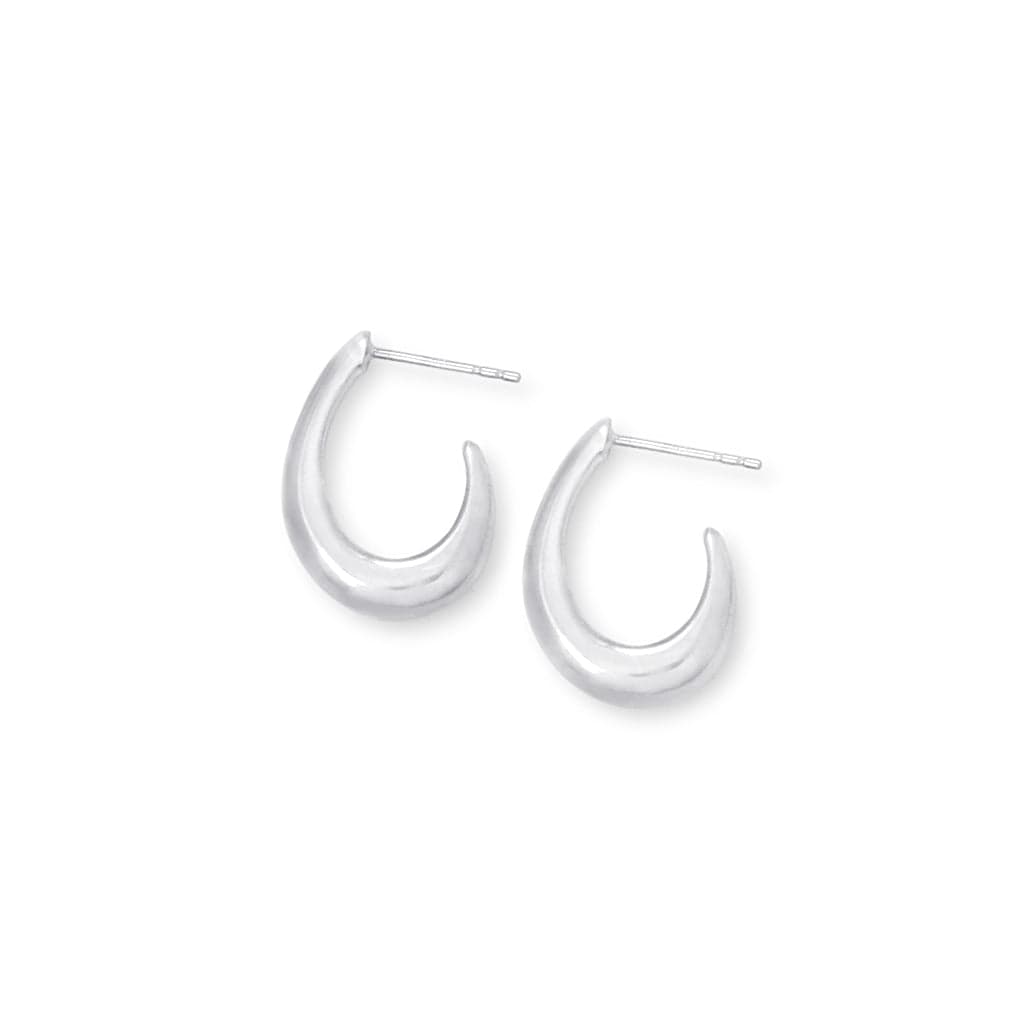 Hand crafted, Solid sterling silver hoop stud. Curved teardrop shape.