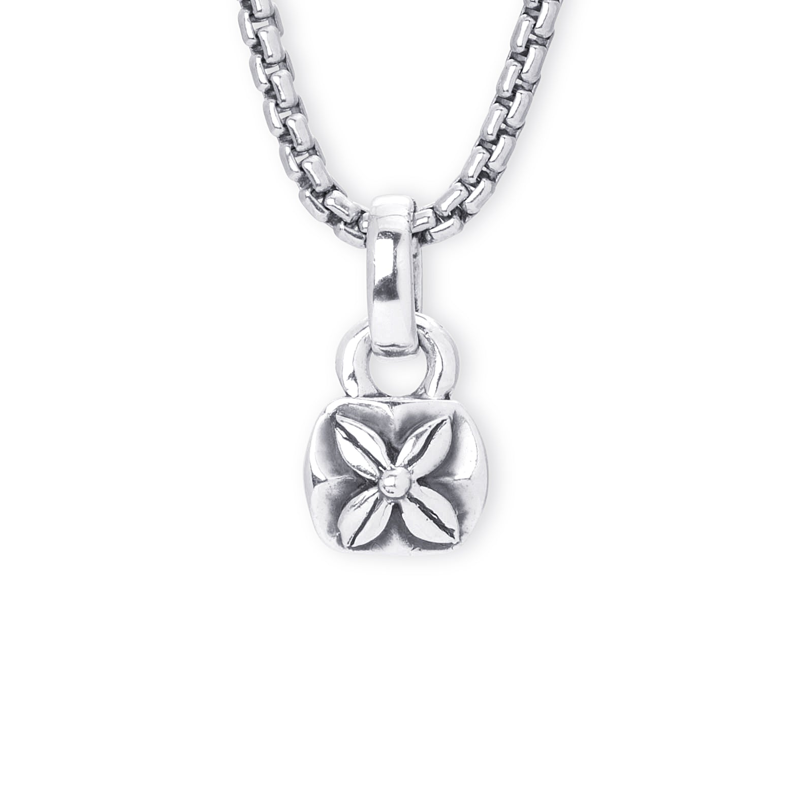 Antique Floral Sterling Silver Pendant - 8mm