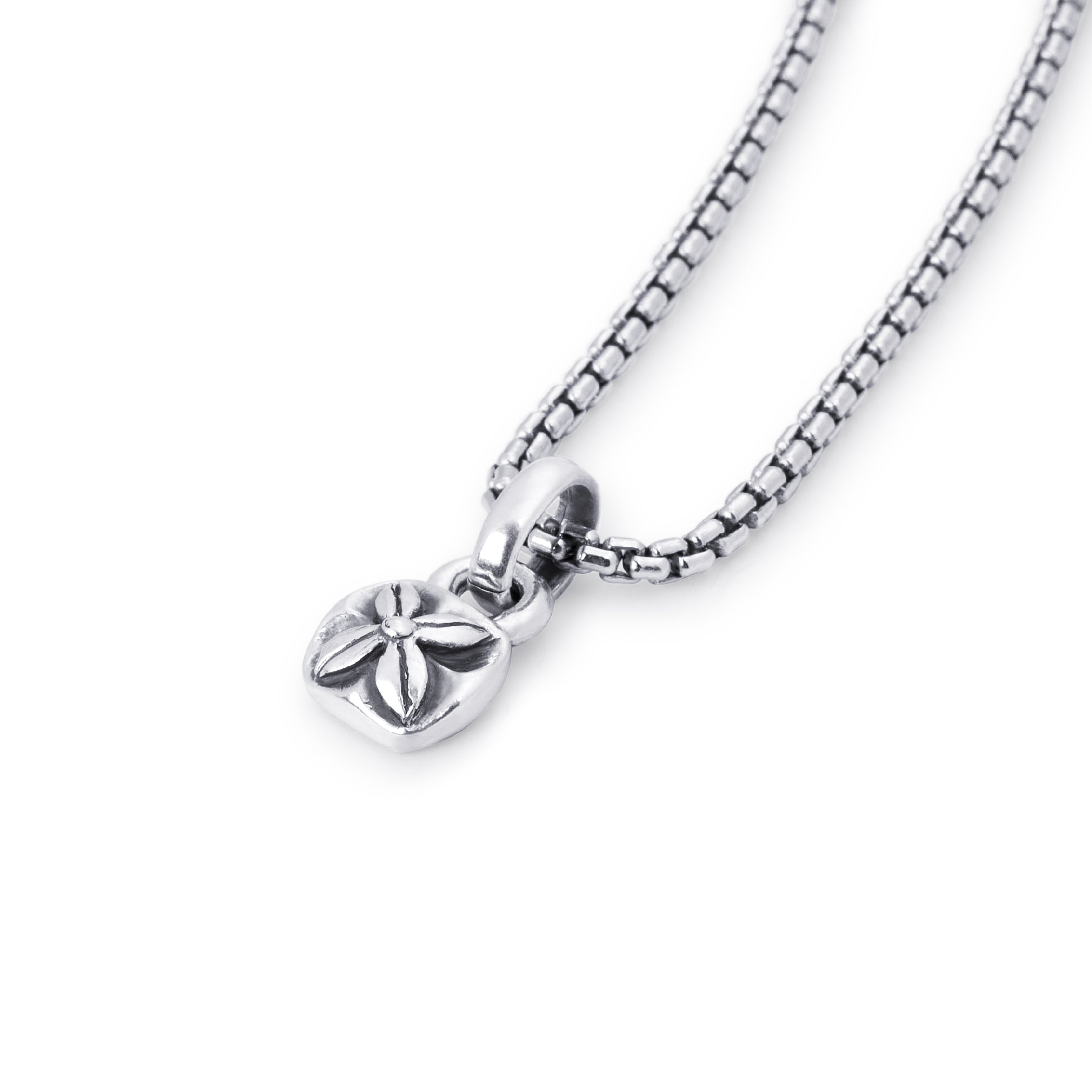 Antique Floral Sterling Silver Pendant - 8mm
