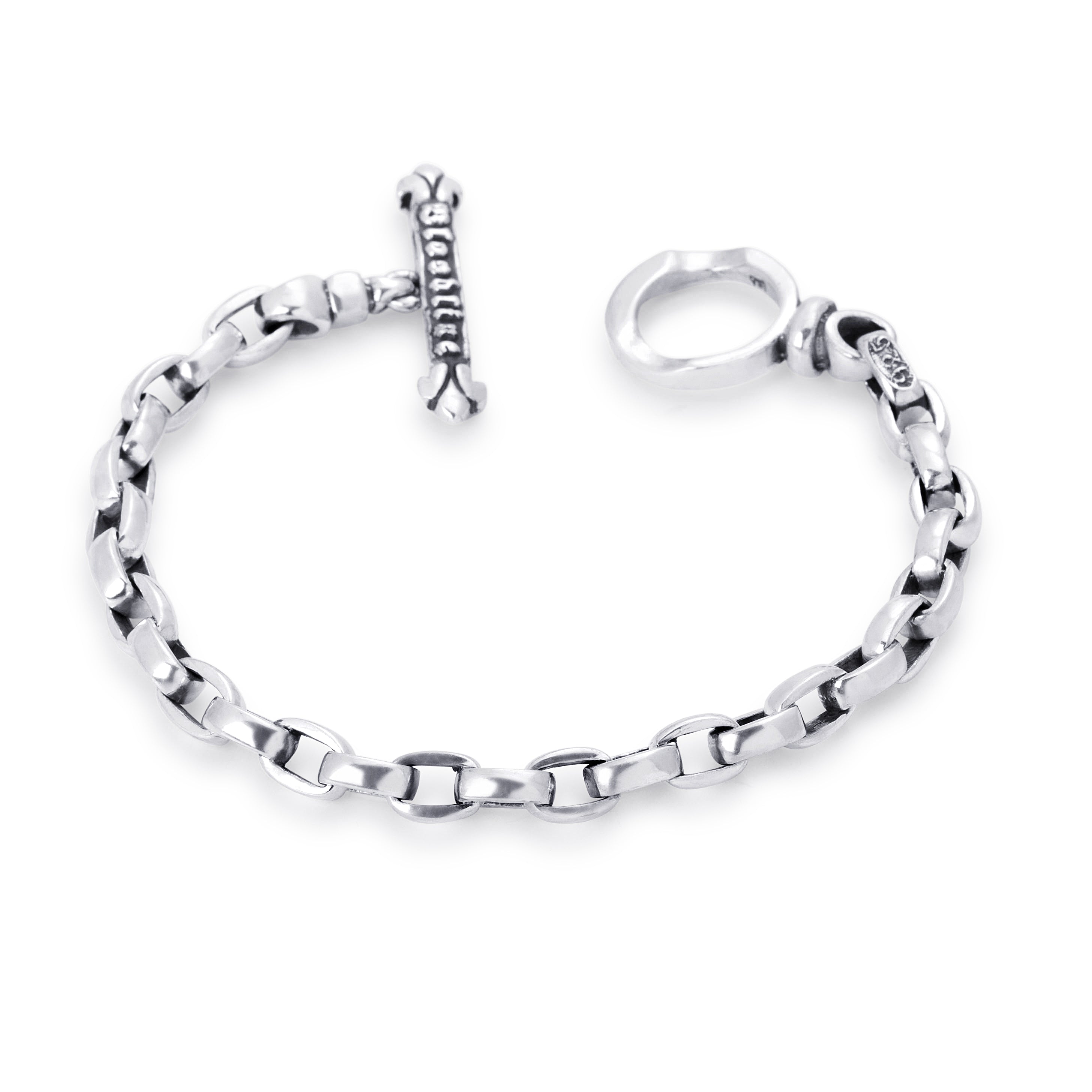 Large Vintage Watch Fob Sterling Silver Bracelet - 7mm