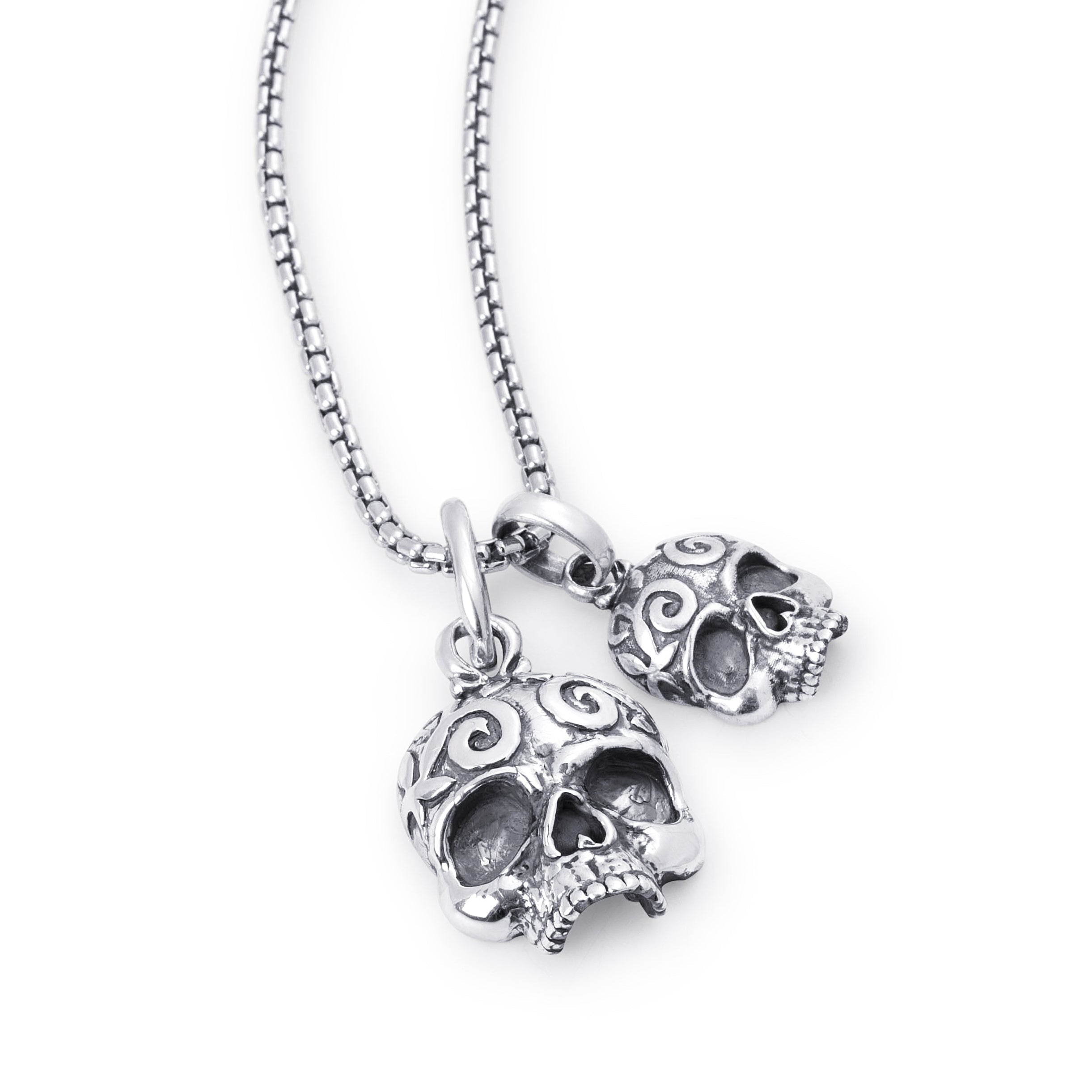 Small Sugar Skull Sterling Silver Pendant - 28mm
