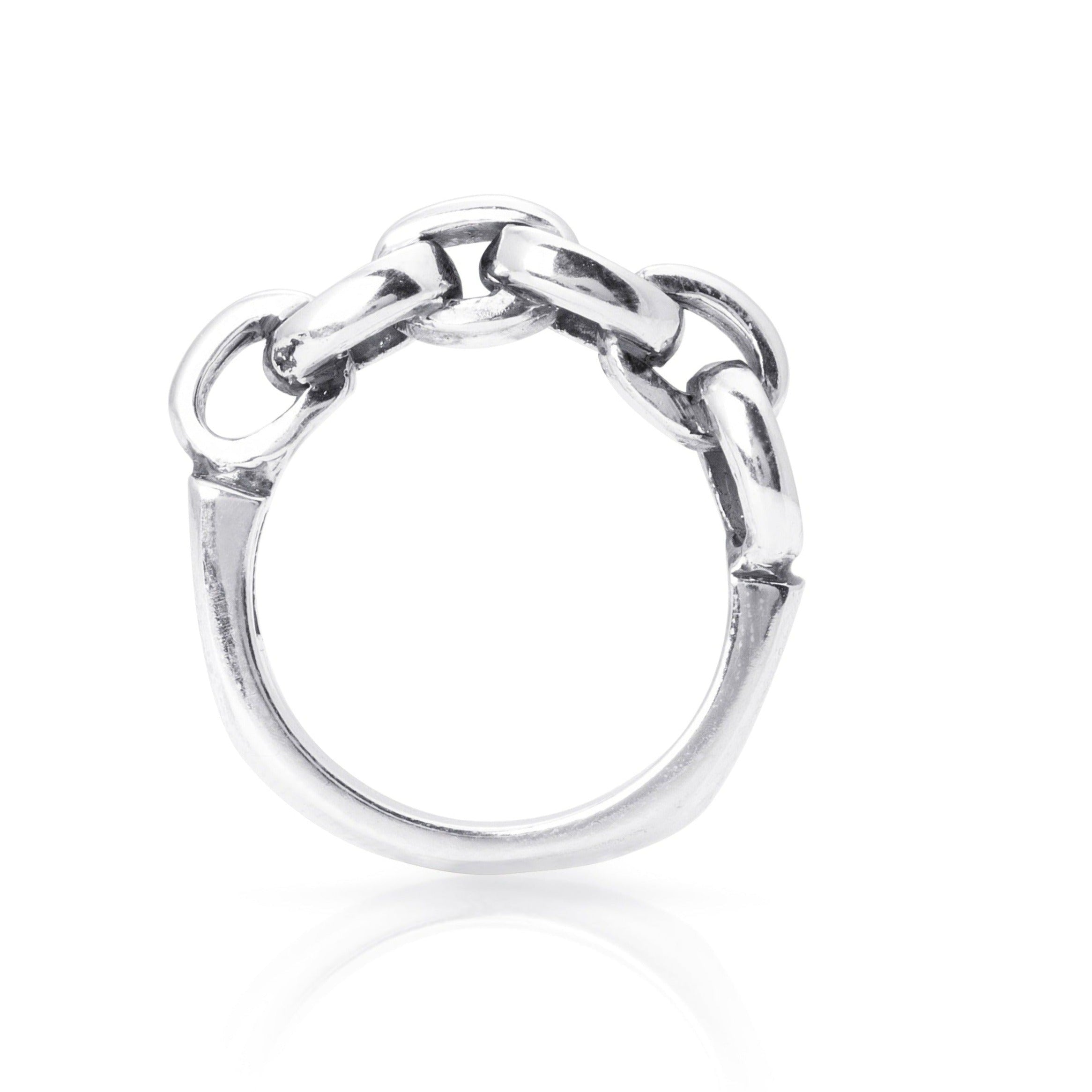 solid sterling silver band with 6 links soldered together on the face