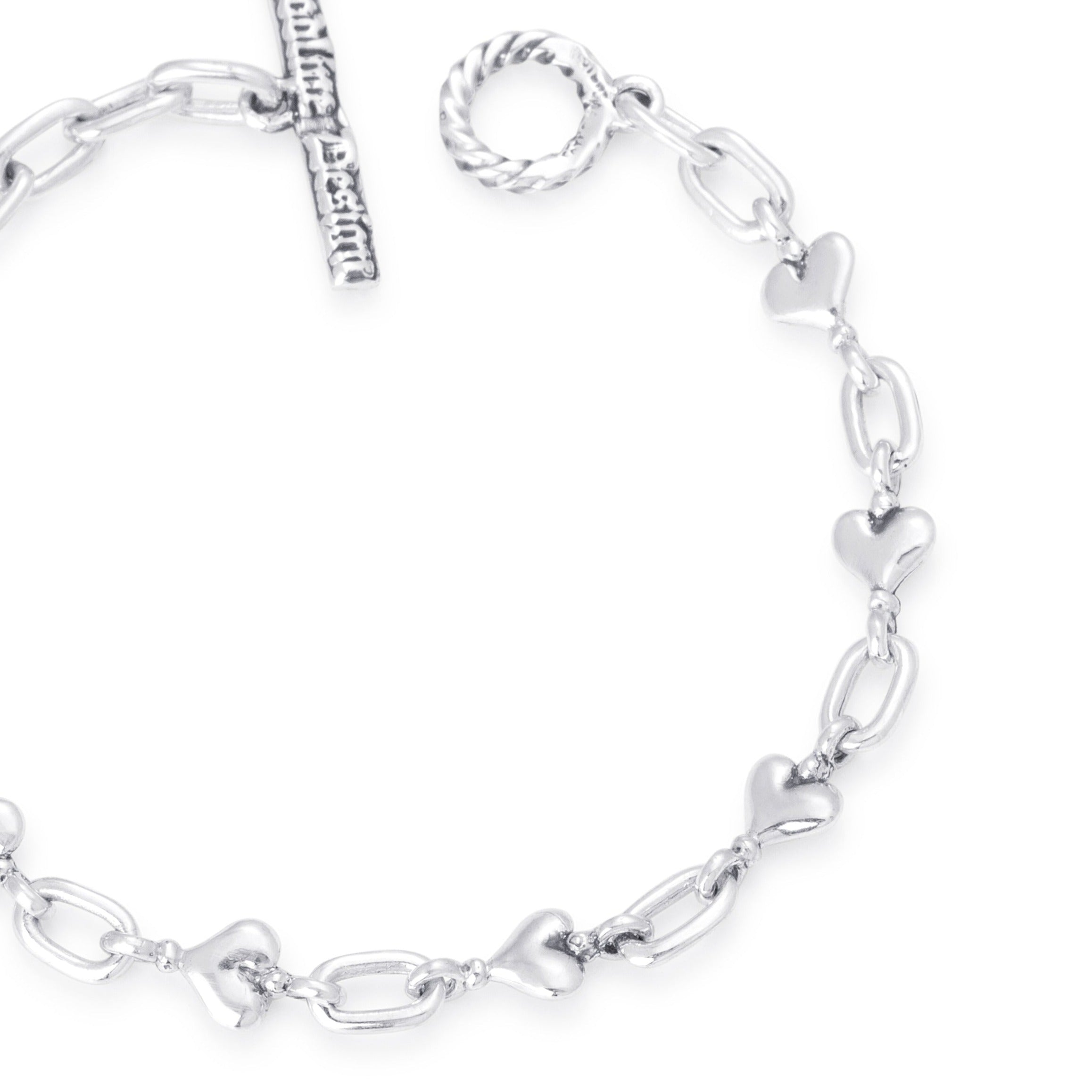 Sterling Silver Small Heart Link Bracelet with toggle clasp