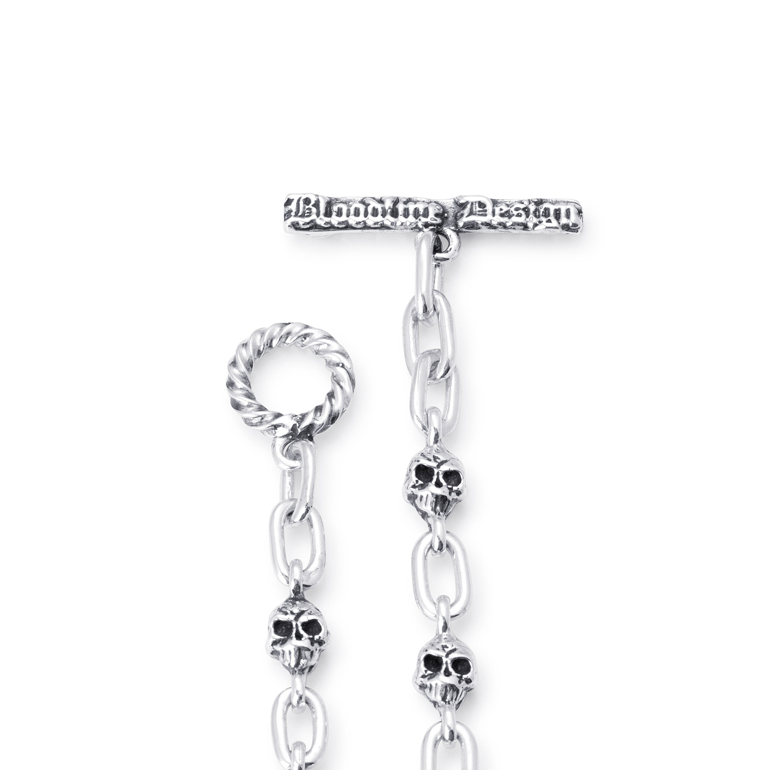Small Skull Link Chain Bracelet in Sterling Silver, 5mm