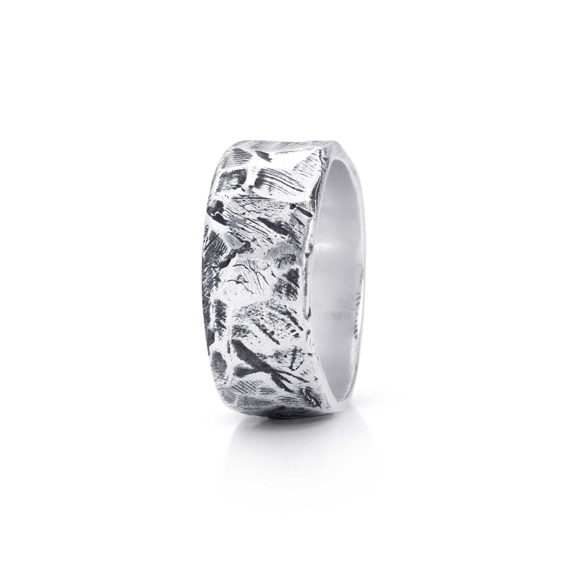 Large Forged Band Ring In Sterling Silver, 10mm