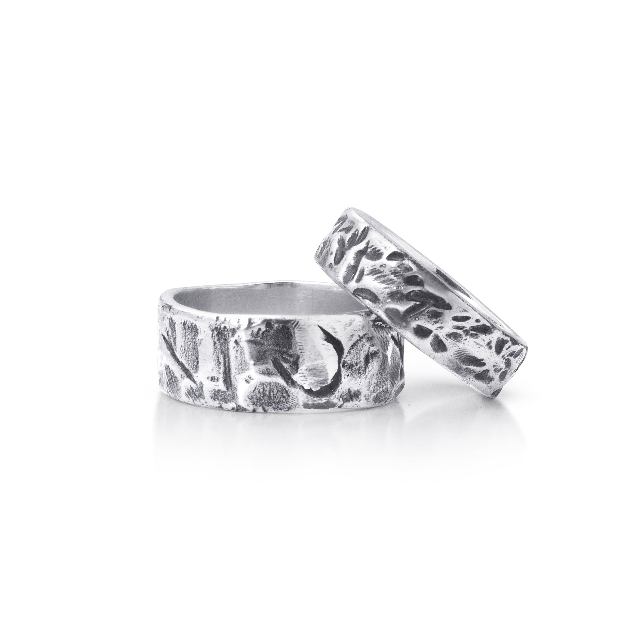 Large Forged Band Ring In Sterling Silver, 10mm