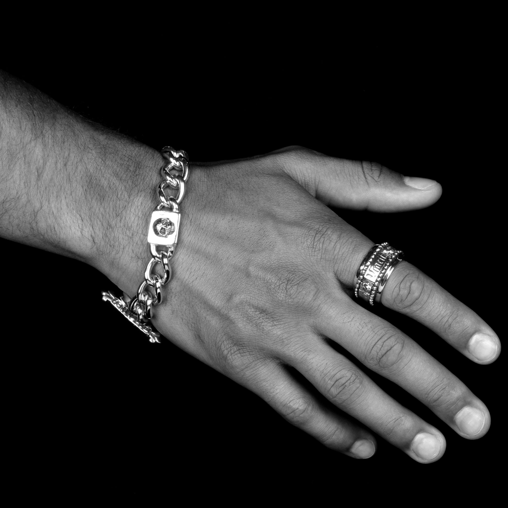 The O.G. and Box Skull Bracelet In Sterling Silver, 18mm