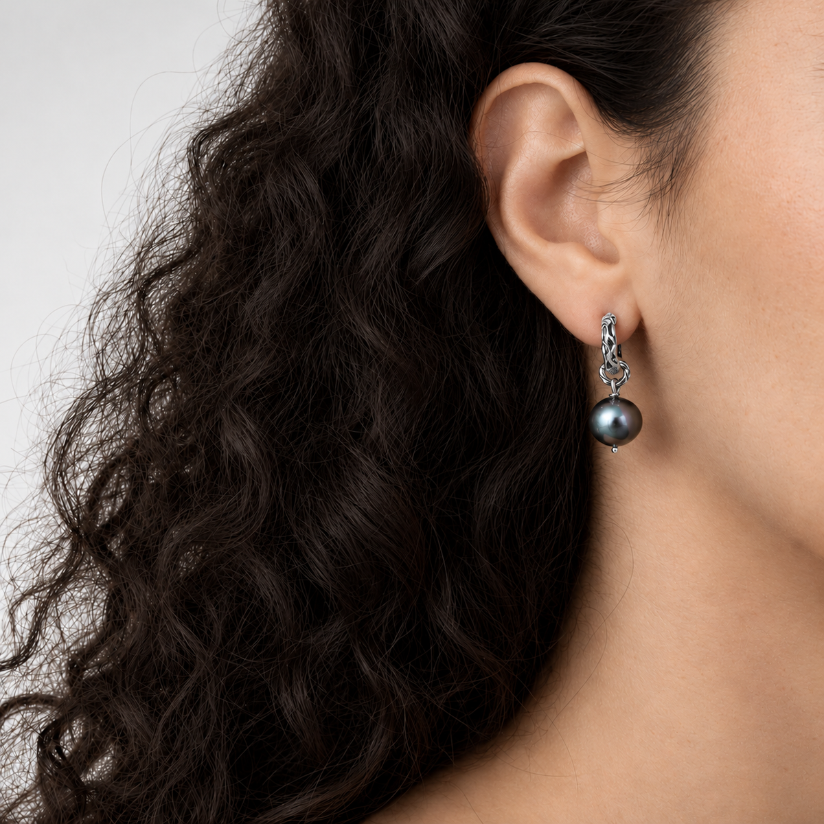Bloodline Design Womens Earrings Eternal Vine Hoop with Pearl Earrings