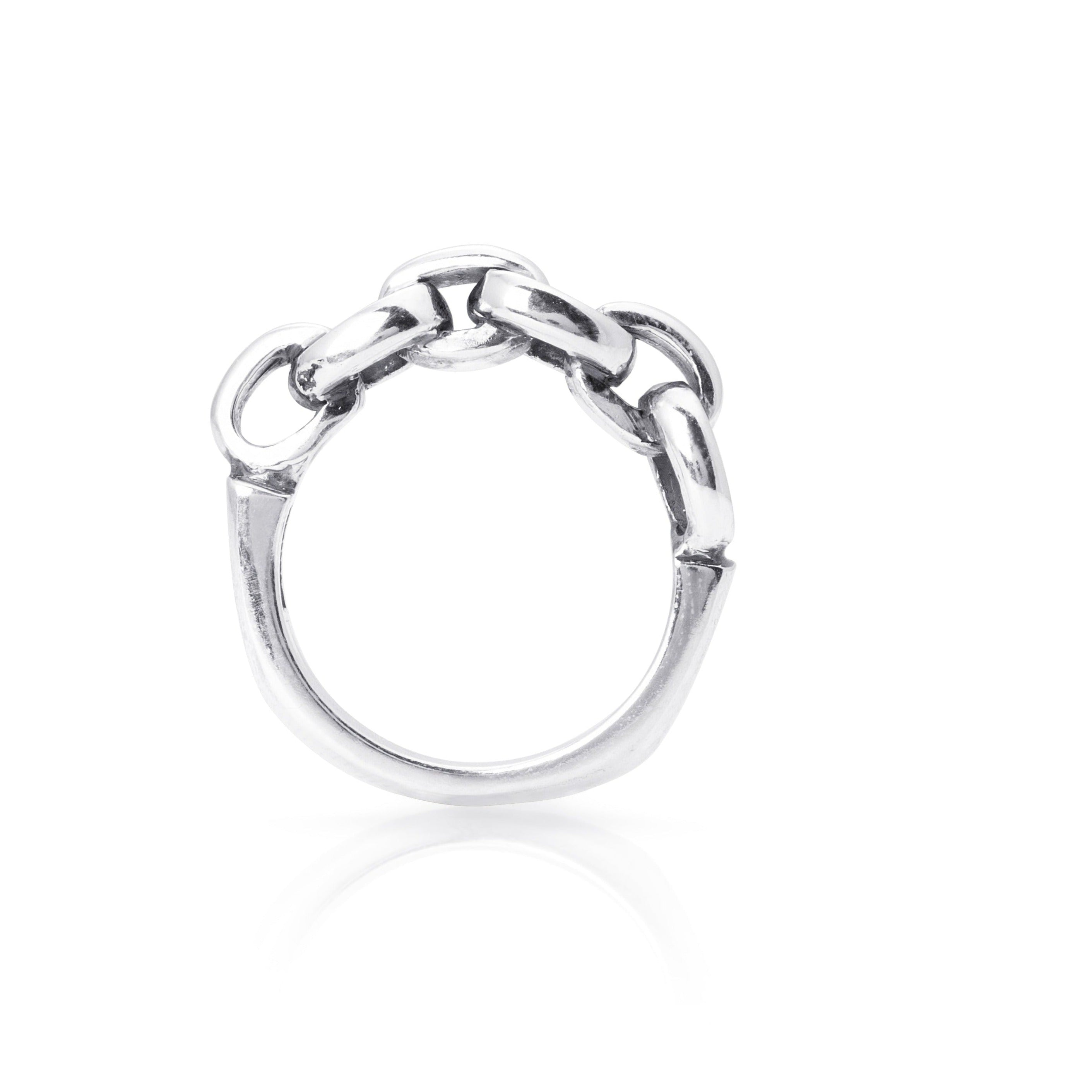 solid sterling silver band with 6 links soldered together on the face