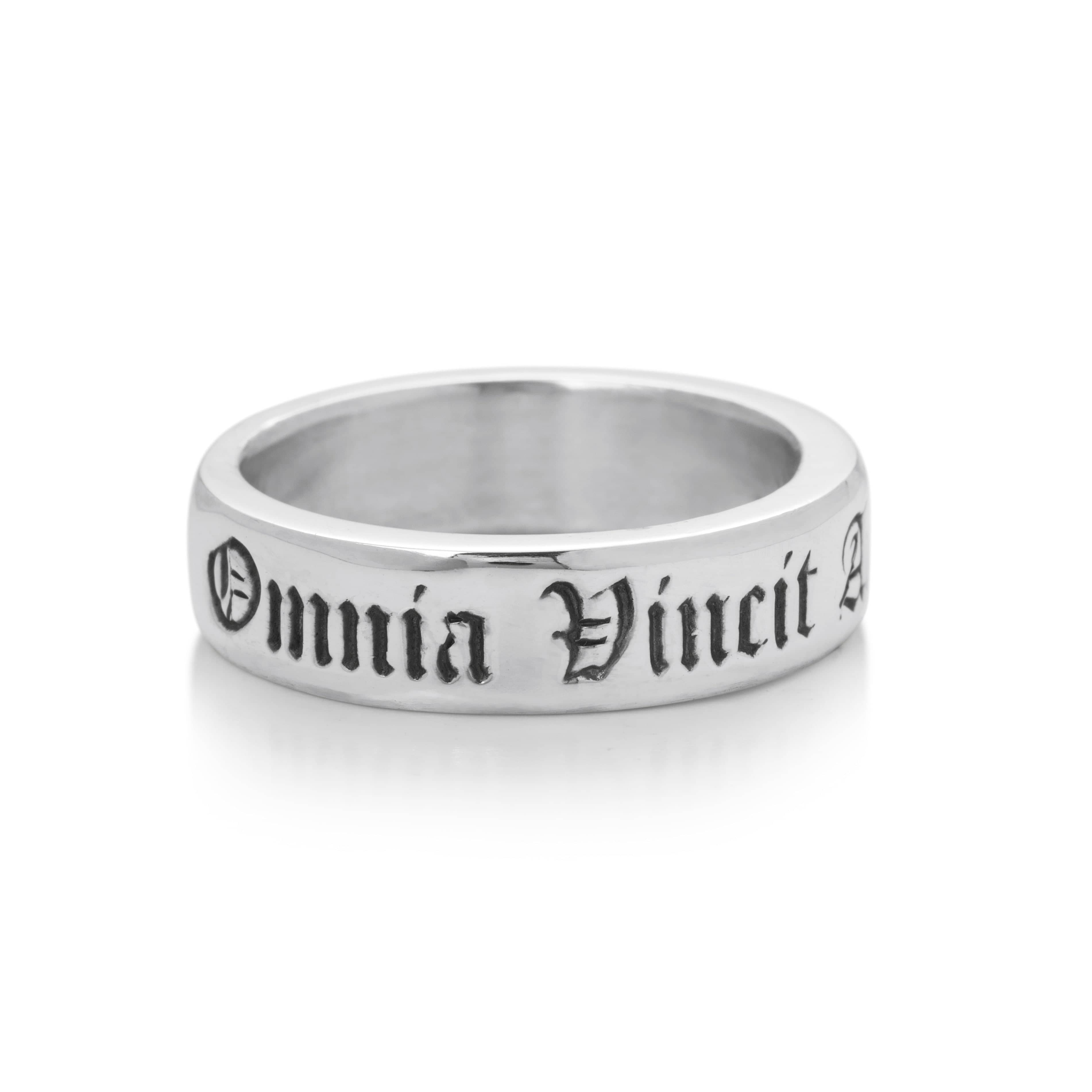 Solid Silver band inscribed with the latin words 