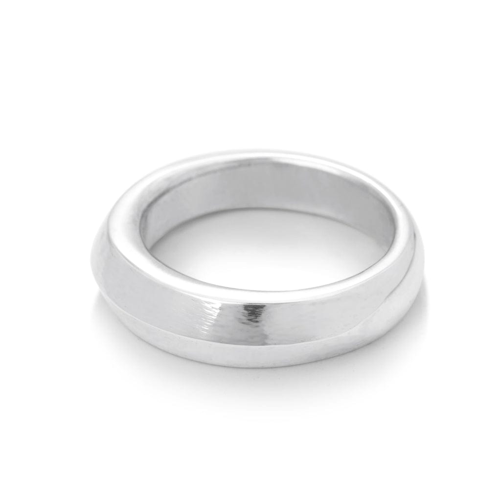 Solid Sterling Silver ring rising around the equator to make an edge