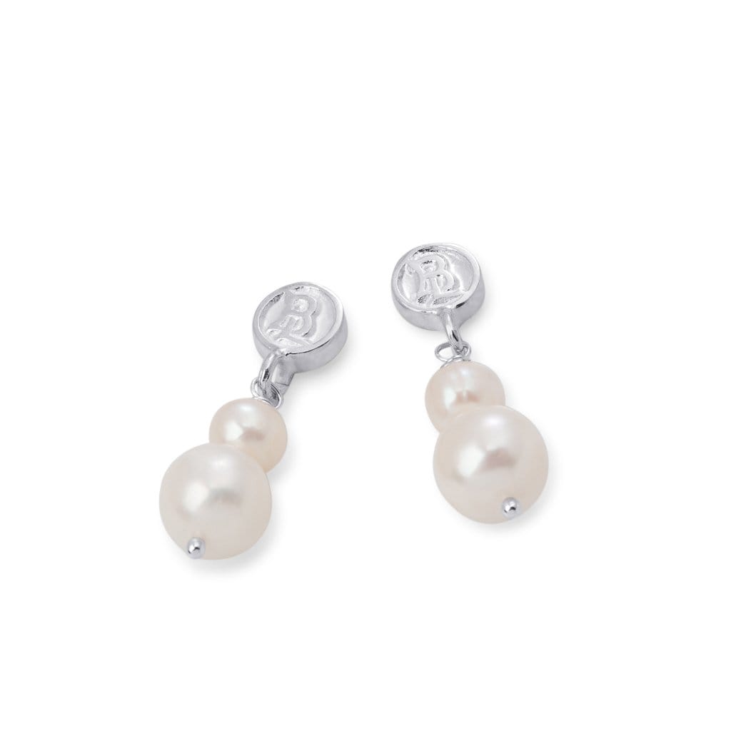 Bloodline Design Canada Womens Earrings Bloodline Double White Pearl Drop Earrings