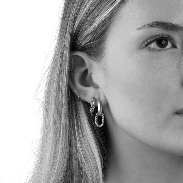 Medium Modern Vintage Earrings In Sterling Silver, 29mm – BLOODLINE DESIGN