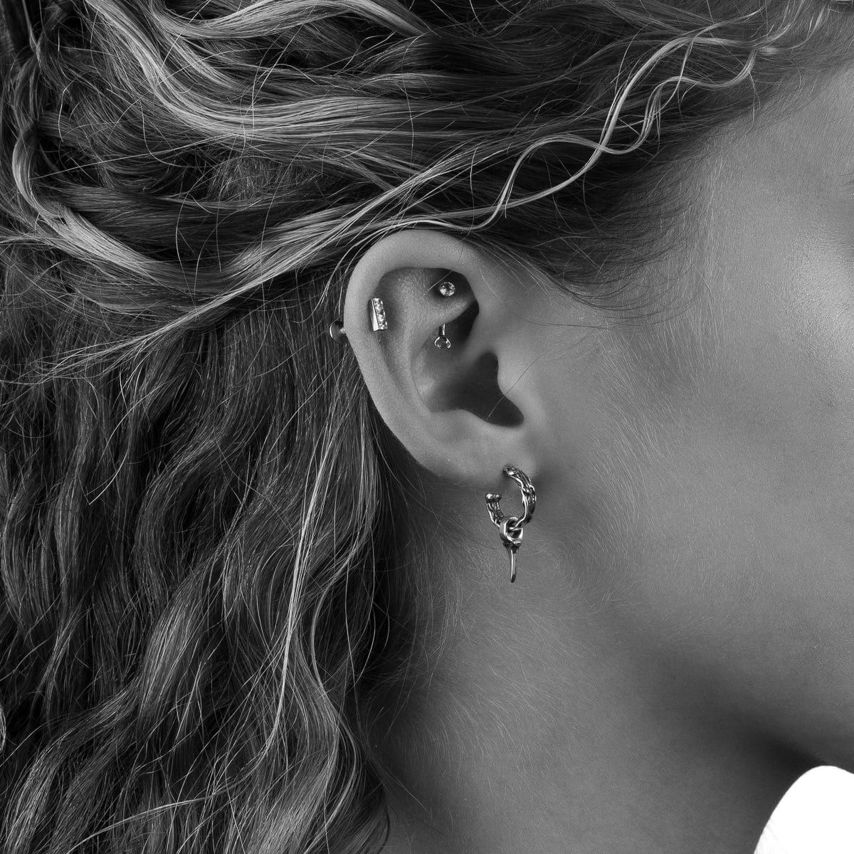Bloodline Design Canada Womens Earrings Single Thorn Hoop Earrings