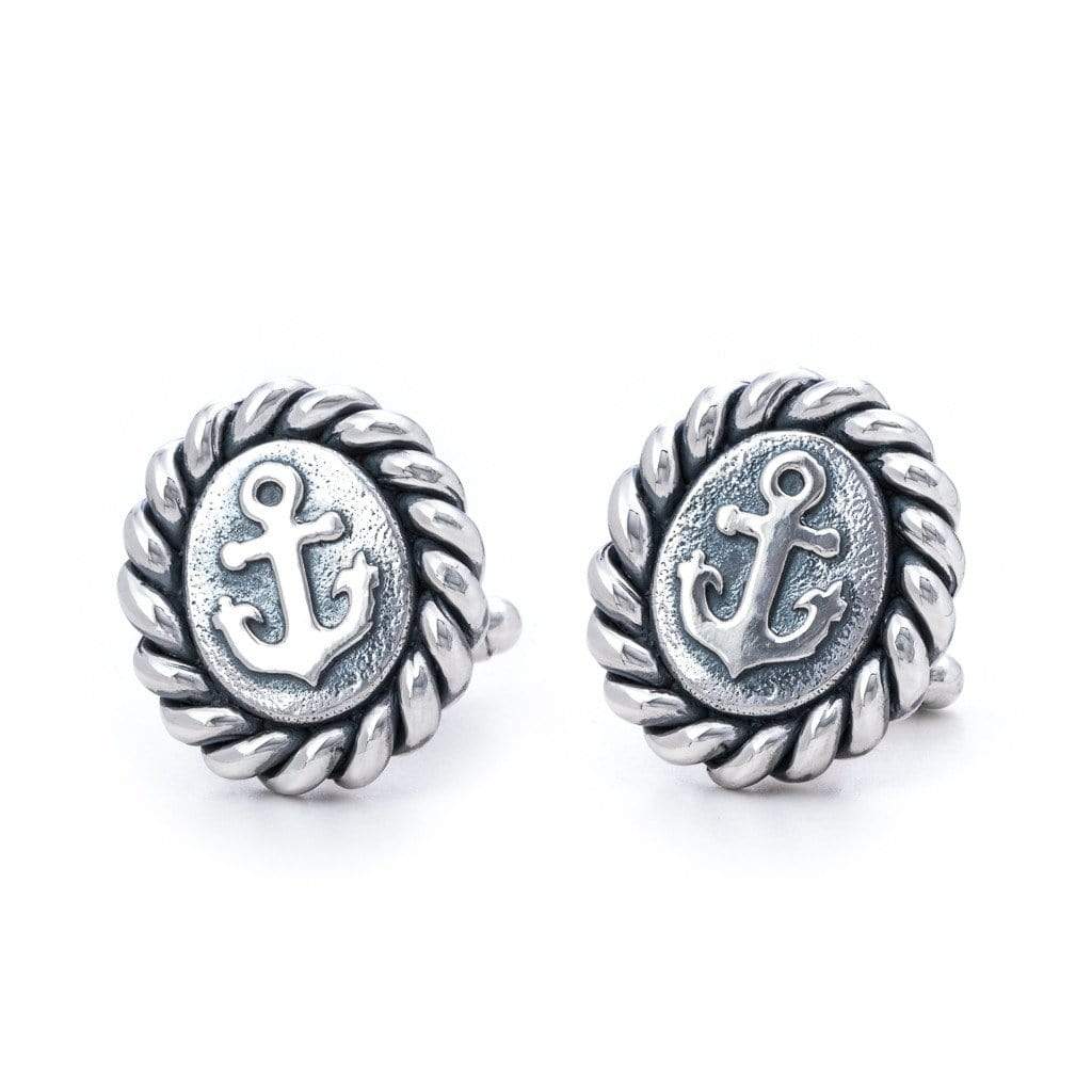 Bloodline Design Cufflinks Large Twisted Rope With Anchor Cufflinks
