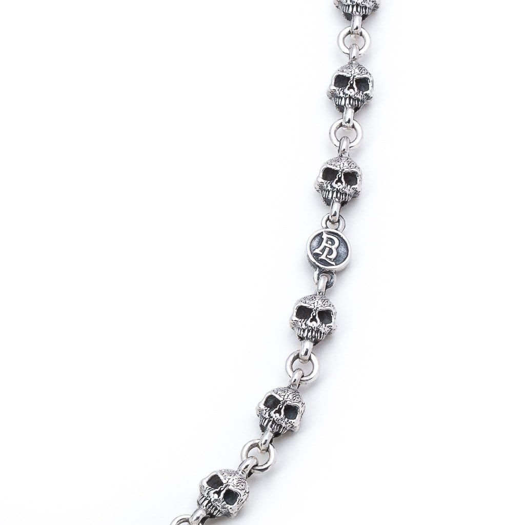 thumbnail image 2 of Silver Tiny Skulls Link Chain Bracelet - Stainless Steel & Alloy Gothic Jewelry 2 of 6