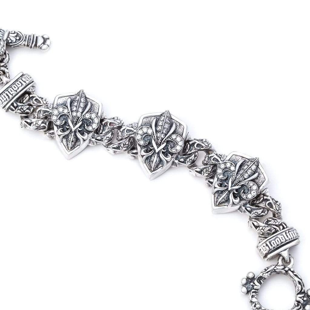 Bloodline Design Mens Bracelets The Fleur-de-lis Shield Bracelet With Diamonds