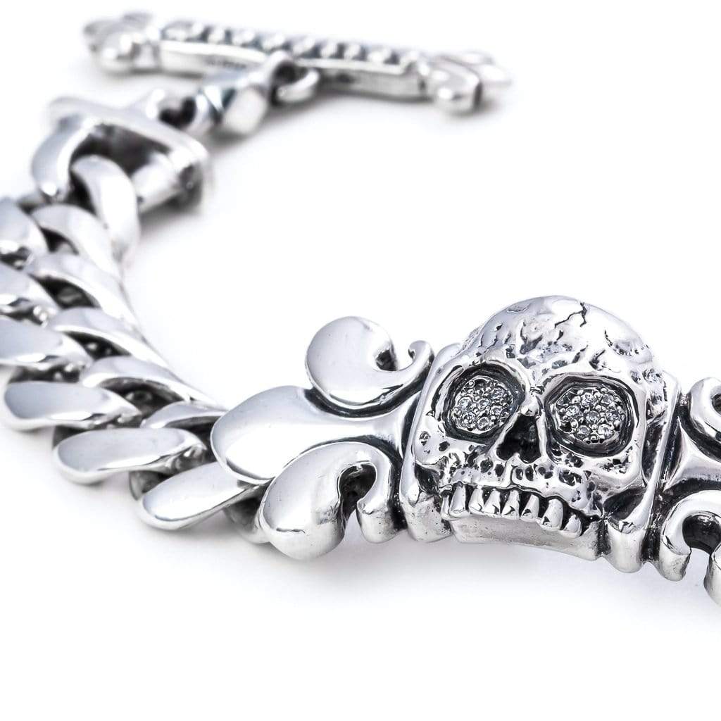 Bloodline Design Mens Bracelets The Viking Skull ID Bracelet with Diamond