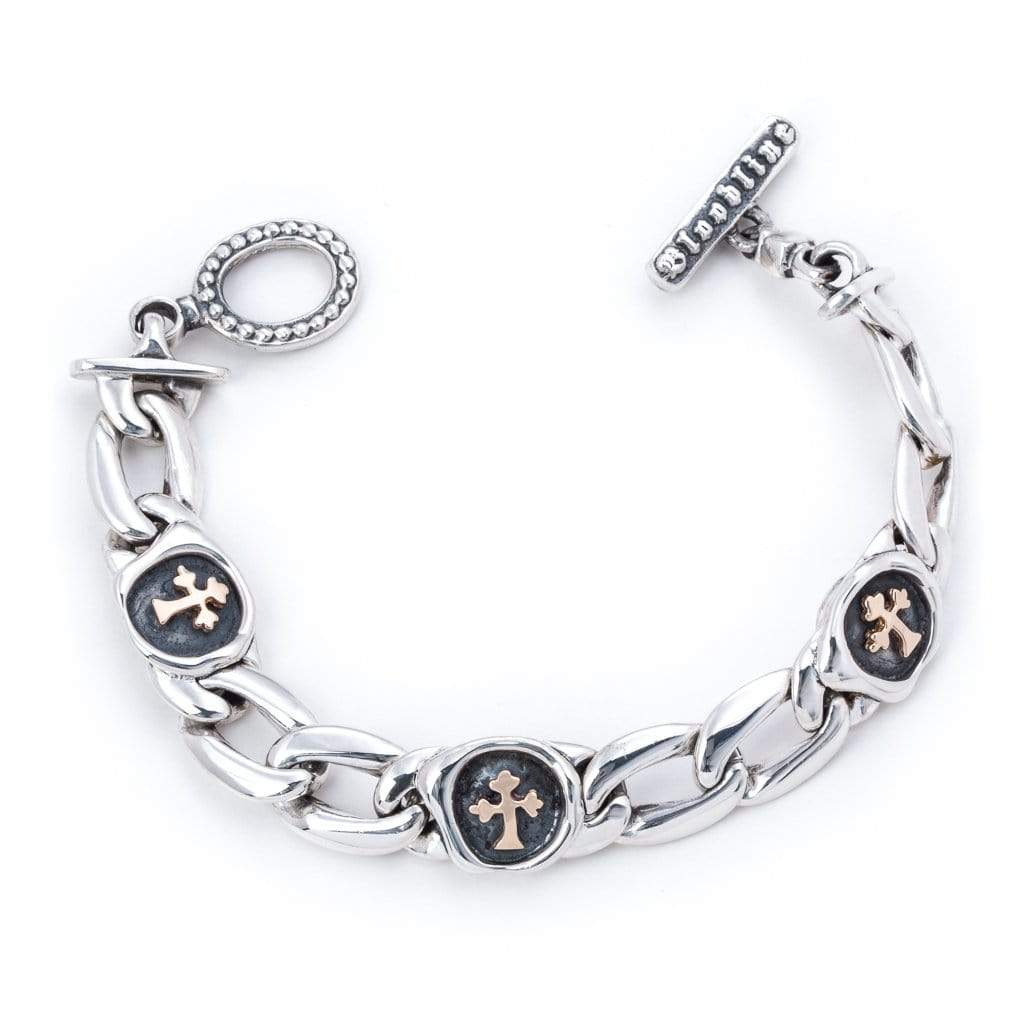 Bloodline Design Mens Bracelets The Wax Stamp Bracelet With 18kt Crosses