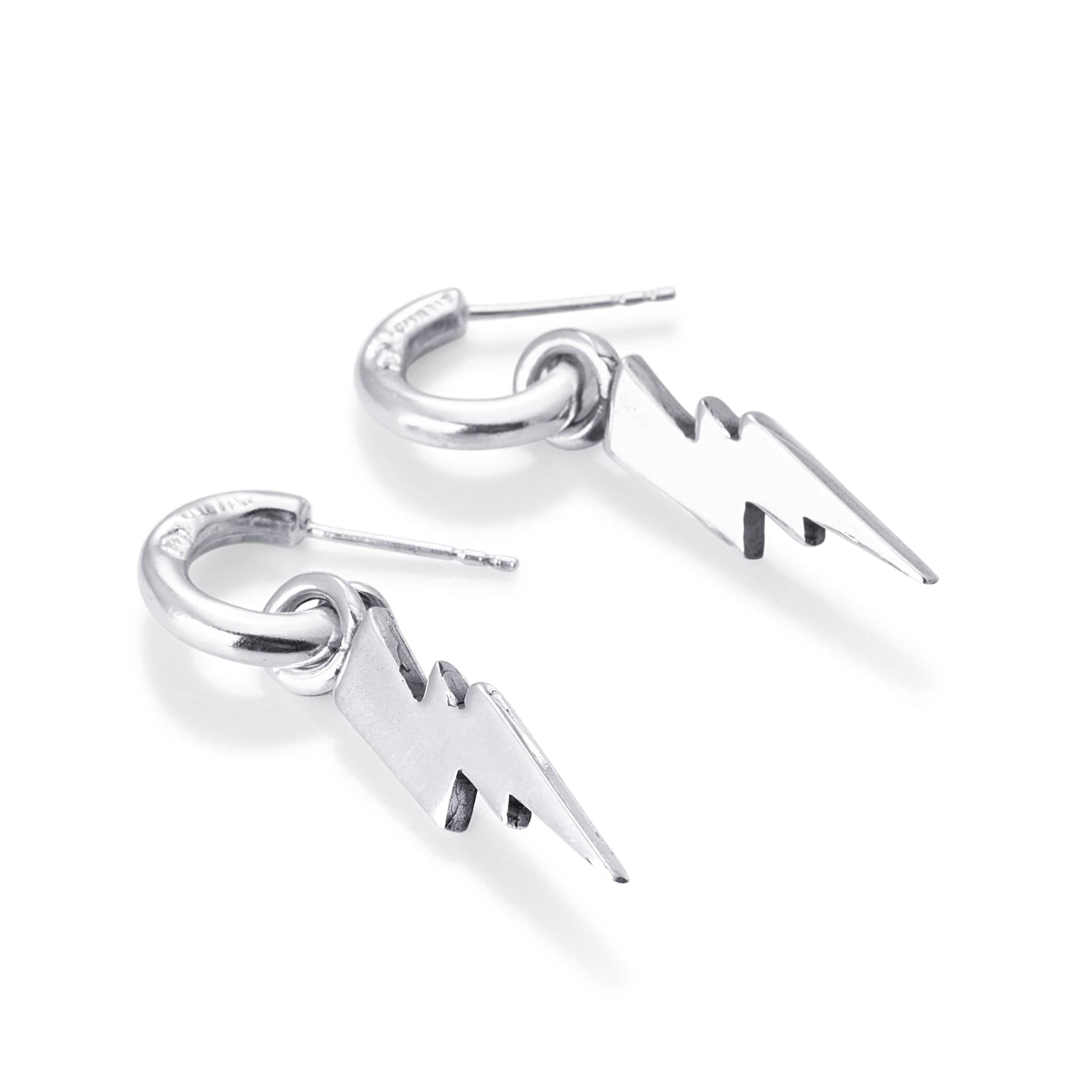 Hallmark Hoop Earring with Lightning Bolt In Sterling Silver, 26mm