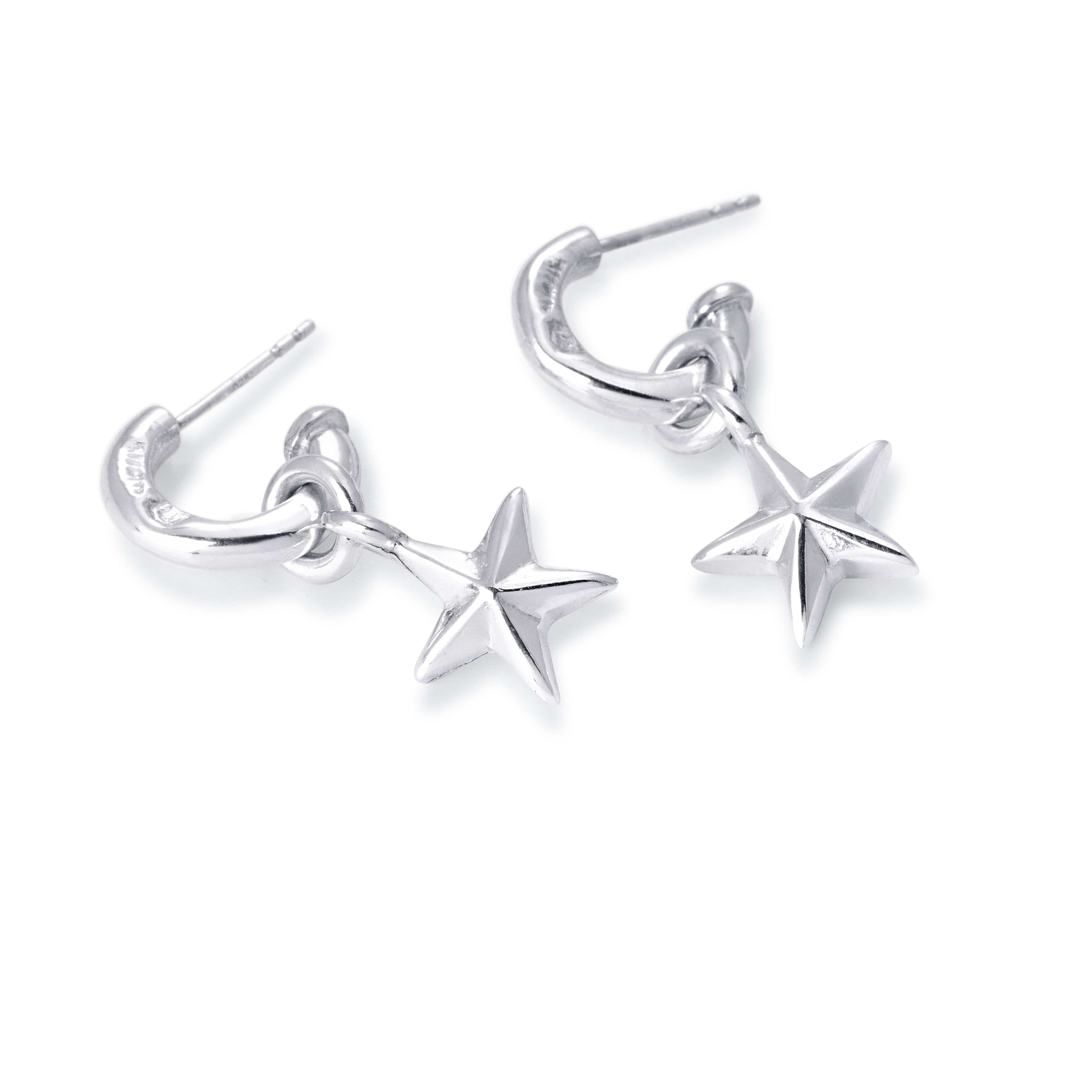 Bloodline Design Mens Earrings Hallmark Hoop Earrings With Star Charms