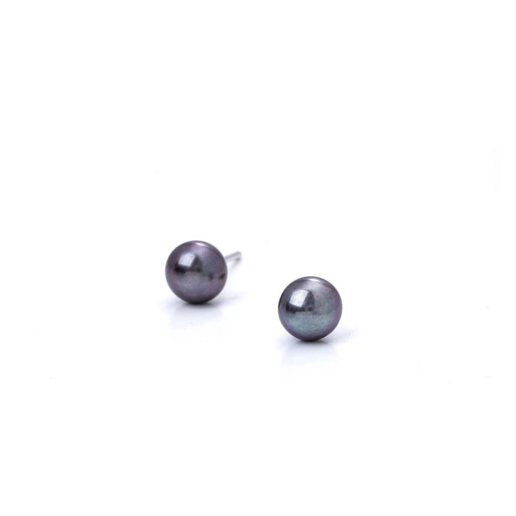 Bloodline Design Mens Earrings Petite Black Pearl Stud Earrings