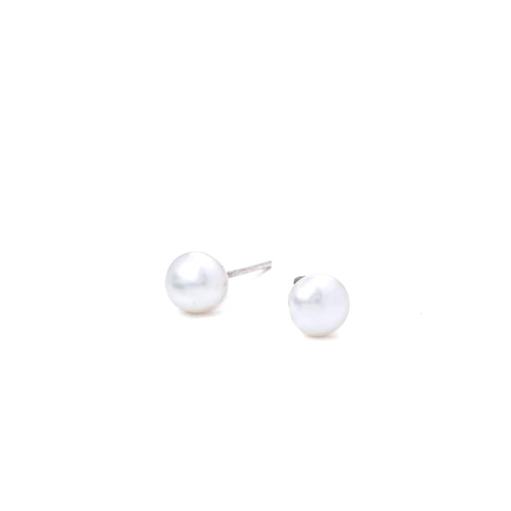 Bloodline Design Mens Earrings Petite White Pearl Stud Earrings