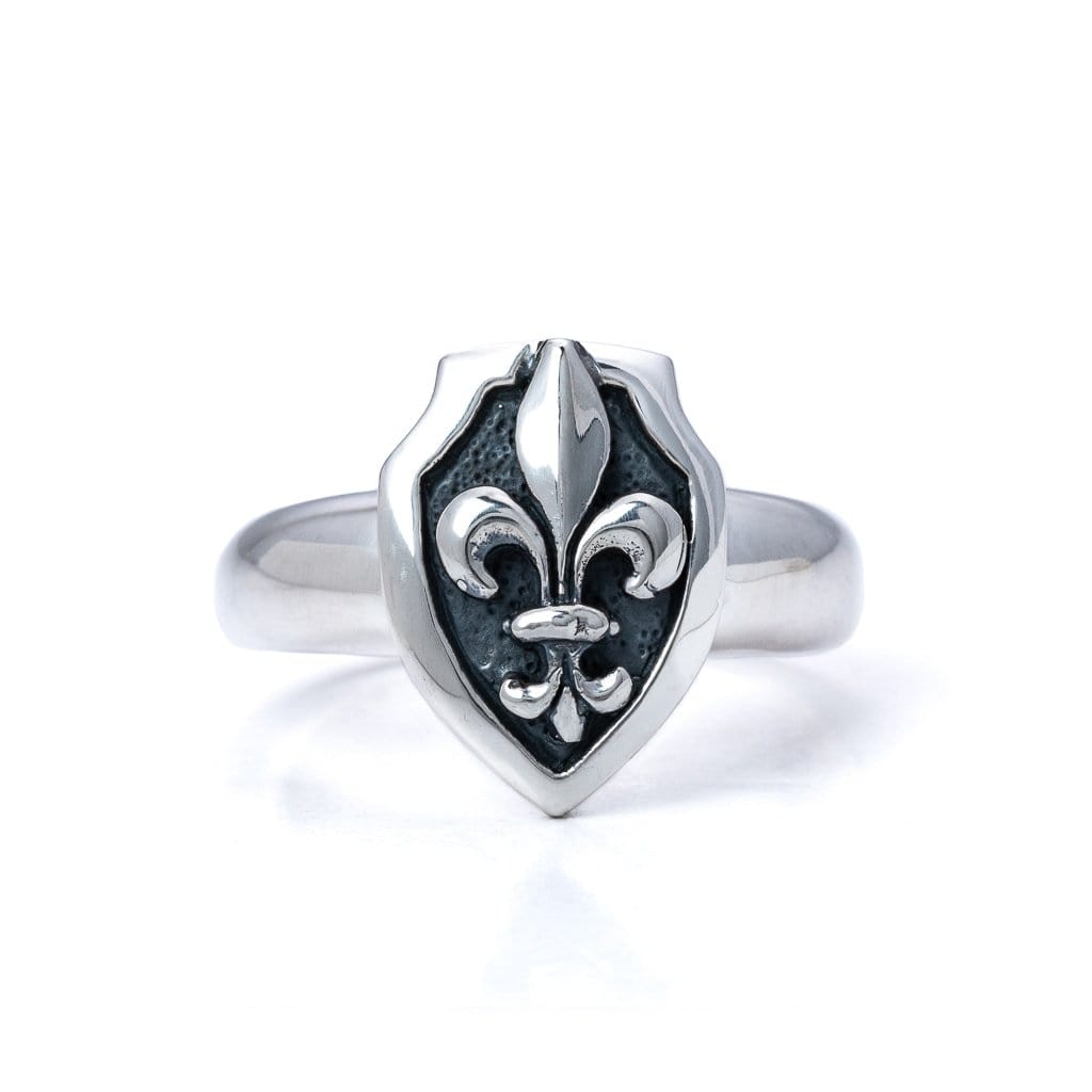 Bloodline Design Mens Rings Fleur-de-Lis Shield Ring