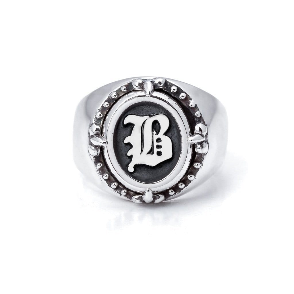 Bloodline Design Personalized - Hidden B / 11 Old World Signet Ring Sz. 11-13