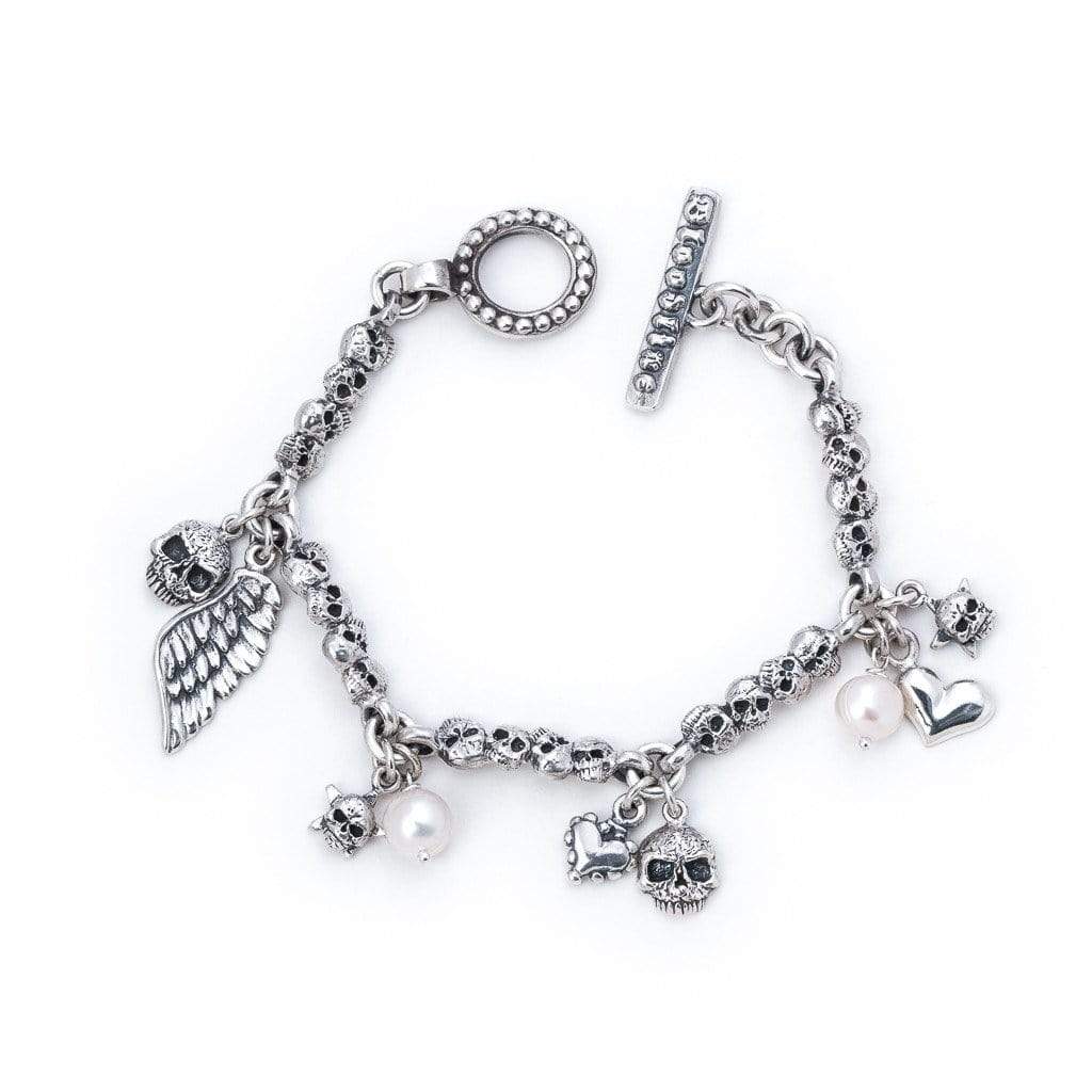 Bloodline Design Womens Bracelets Petite Skull Charm Bracelet