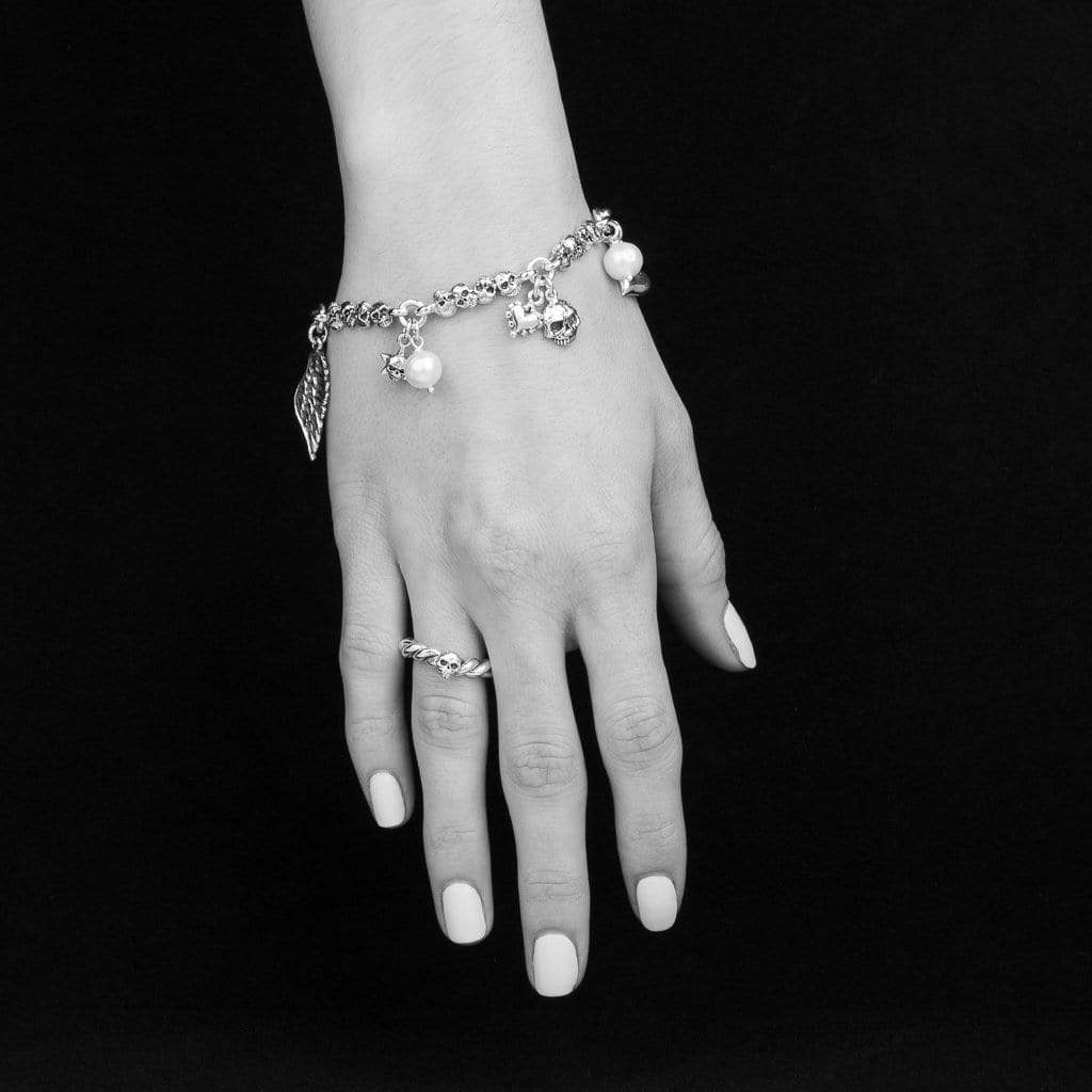 Bloodline Design Womens Bracelets Petite Skull Charm Bracelet