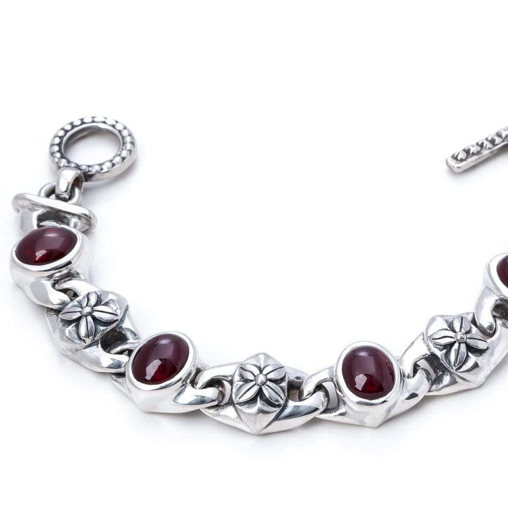 Bloodline Design Mens Bracelets S / Garnet The Antique Floral and Gemstone Bracelet