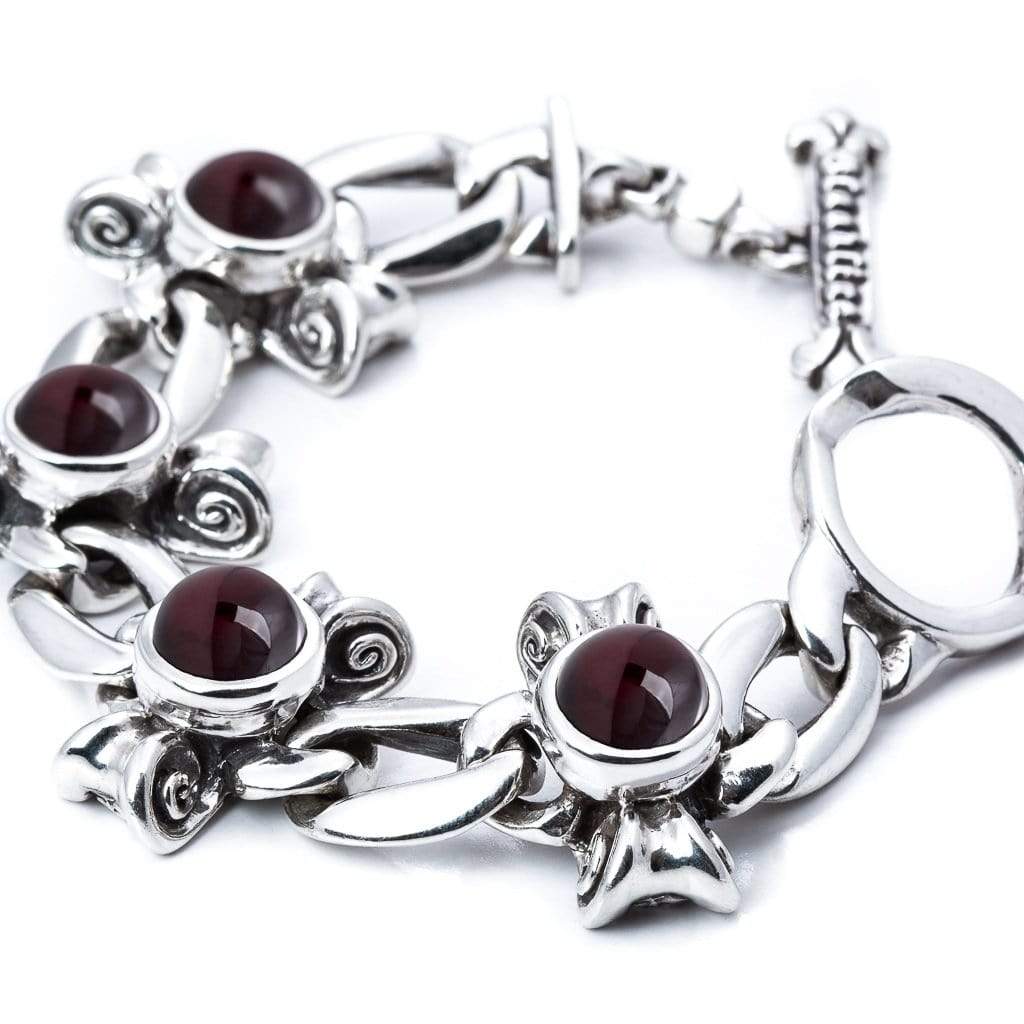 Bloodline Design Womens Bracelets S / Garnet The Gemstone Scroll Bracelet