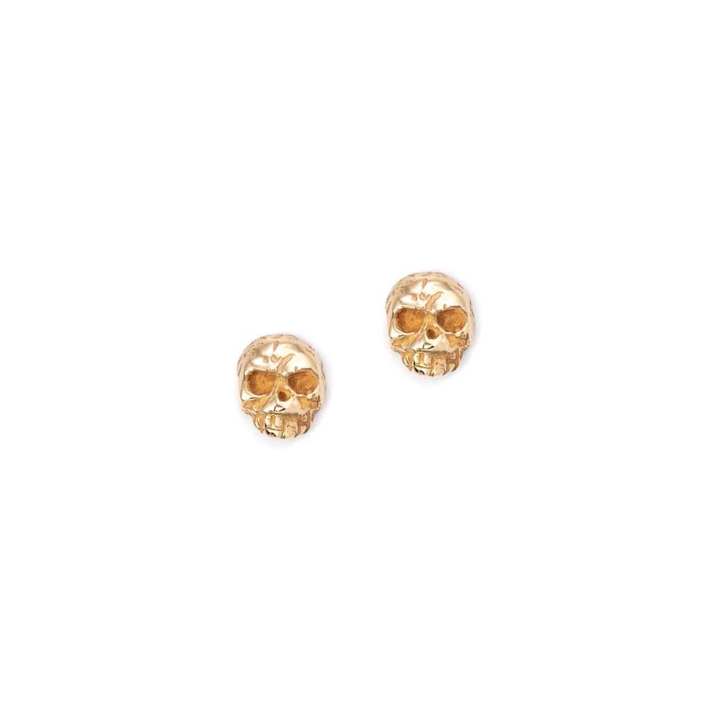 Bloodline Design Womens Earrings 18kt Gold Petite Skull Stud Earrings