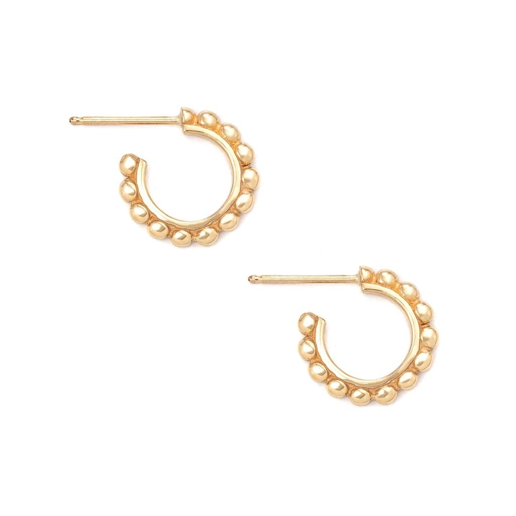 Bloodline Design Womens Earrings 18kt Gold Small Beaded Hoop Earrings