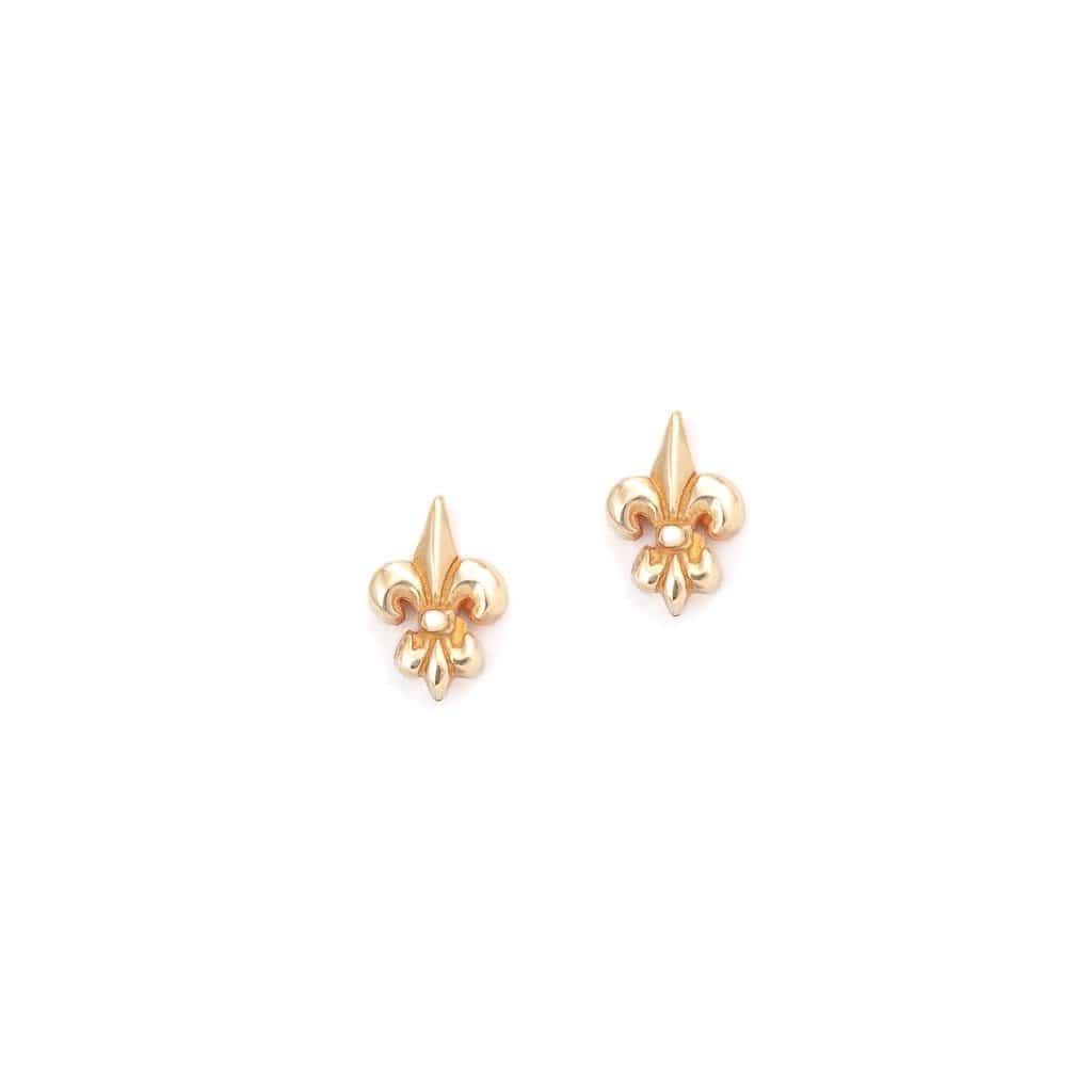 Bloodline Design Womens Earrings 18kt Petite Fleur-De-Lis Stud Earrings