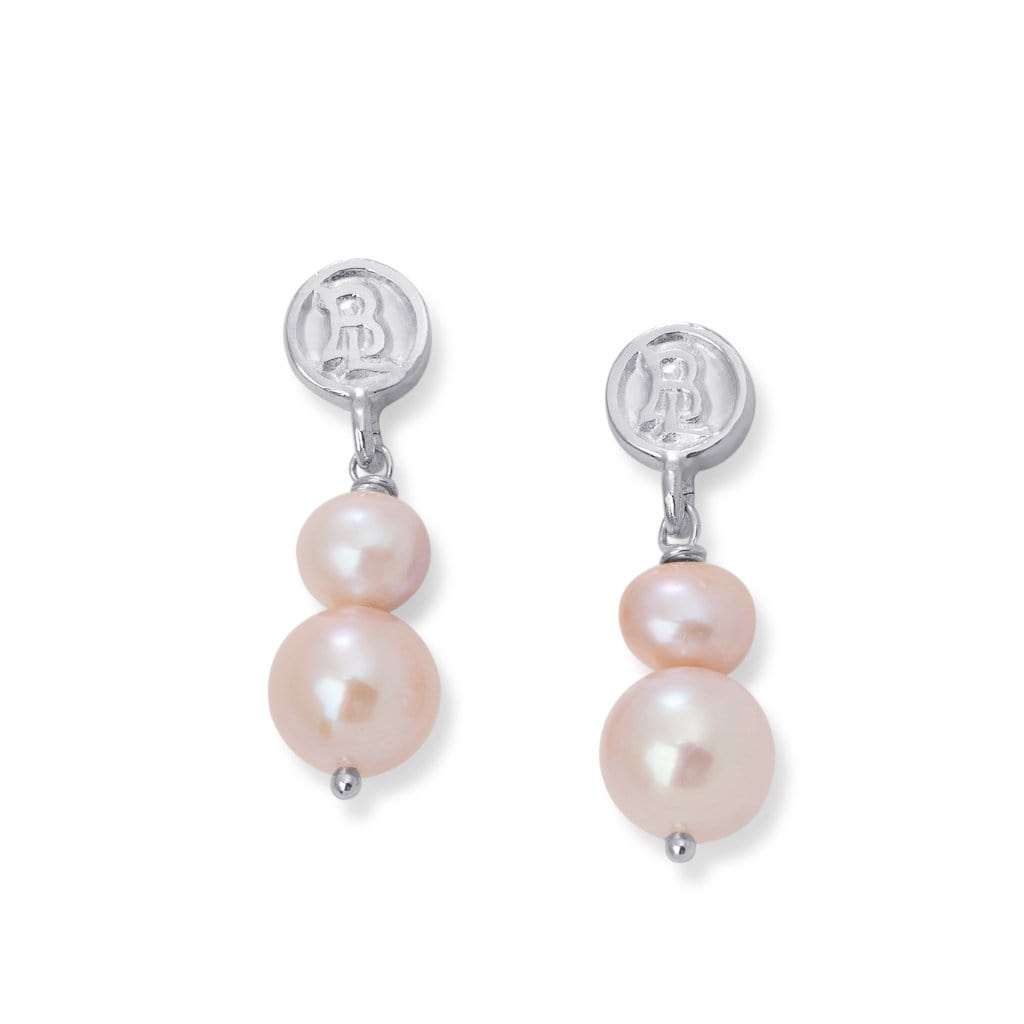 Bloodline Design Womens Earrings Bloodline Double Pink Pearl Drop Earrings
