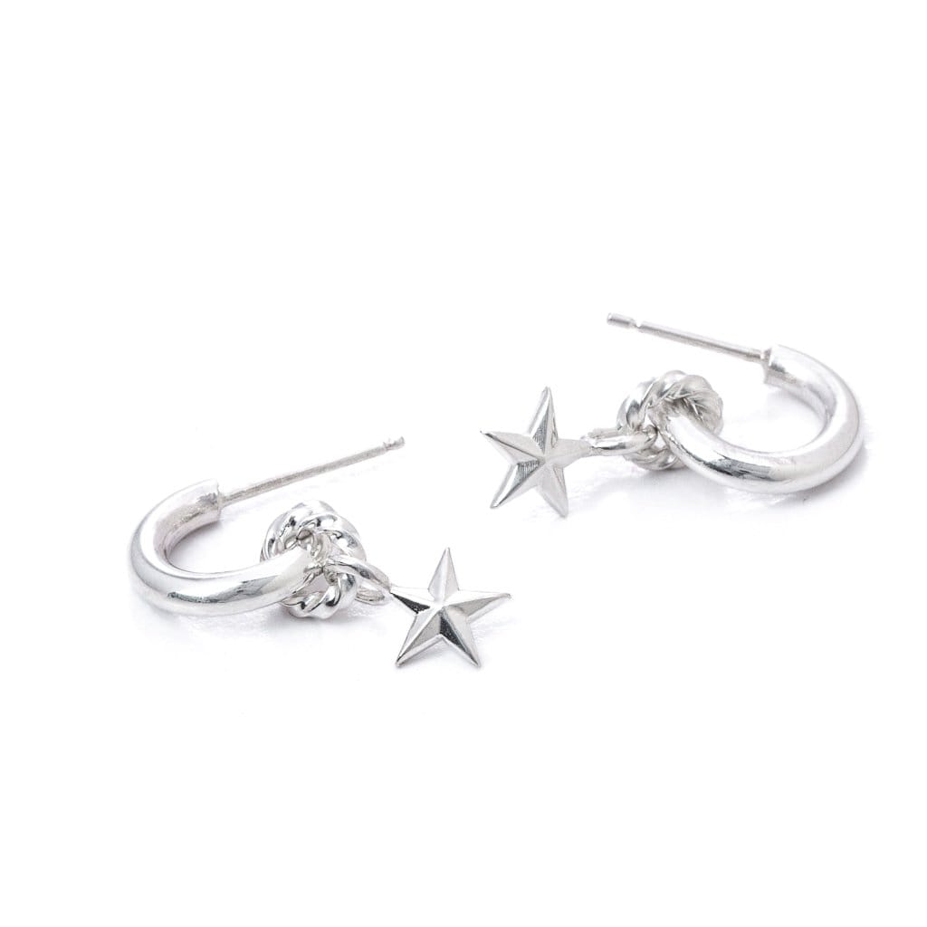 Bloodline Design Womens Earrings Classic Hoop With Petite Star Charms