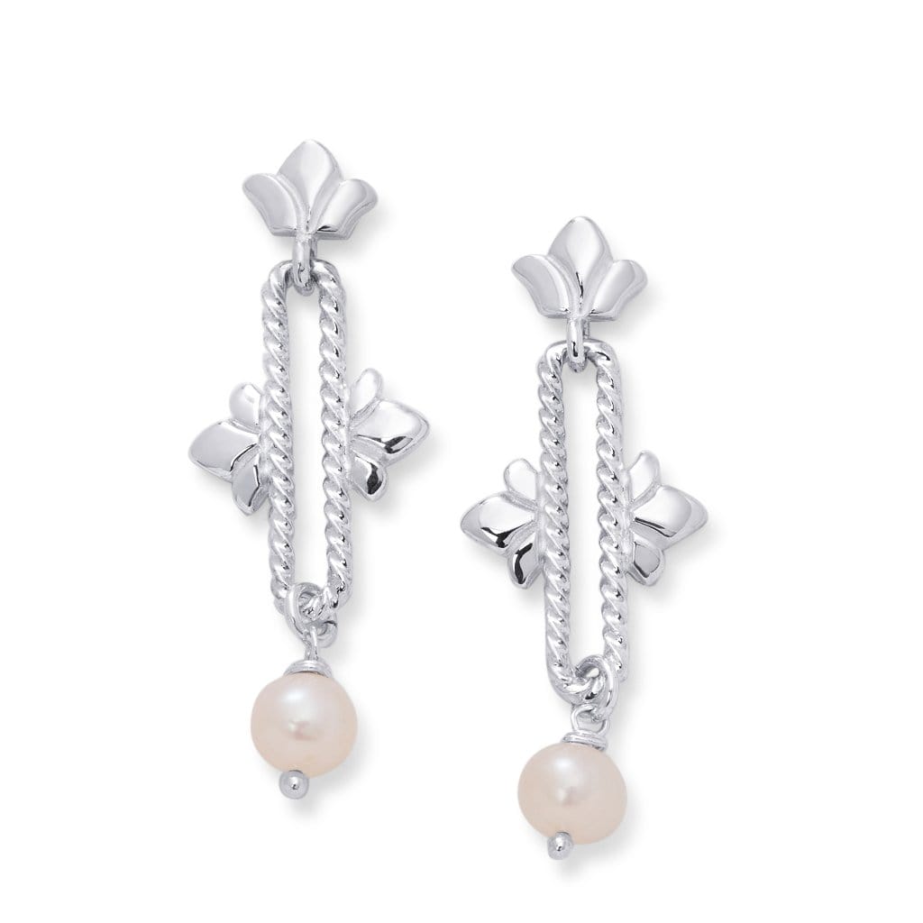 Bloodline Design Womens Earrings The Florence Drop Earrings with White Pearl
