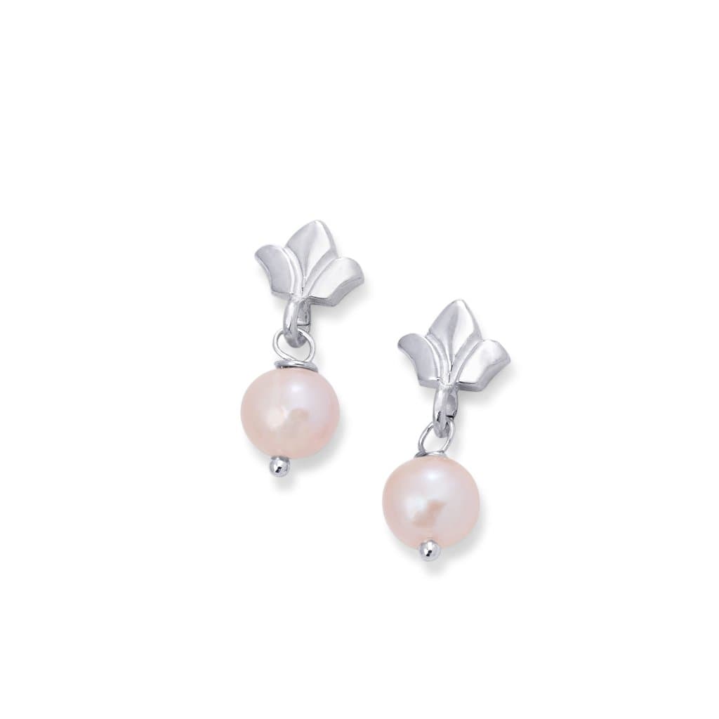 Bloodline Design Womens Earrings The Floret and Pink Pearl Drop Earrings