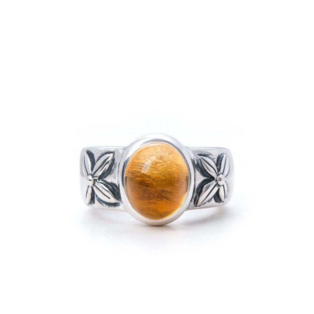Bloodline Design Womens Rings 5 / Citrine Antique Floral Ring with Gemstone