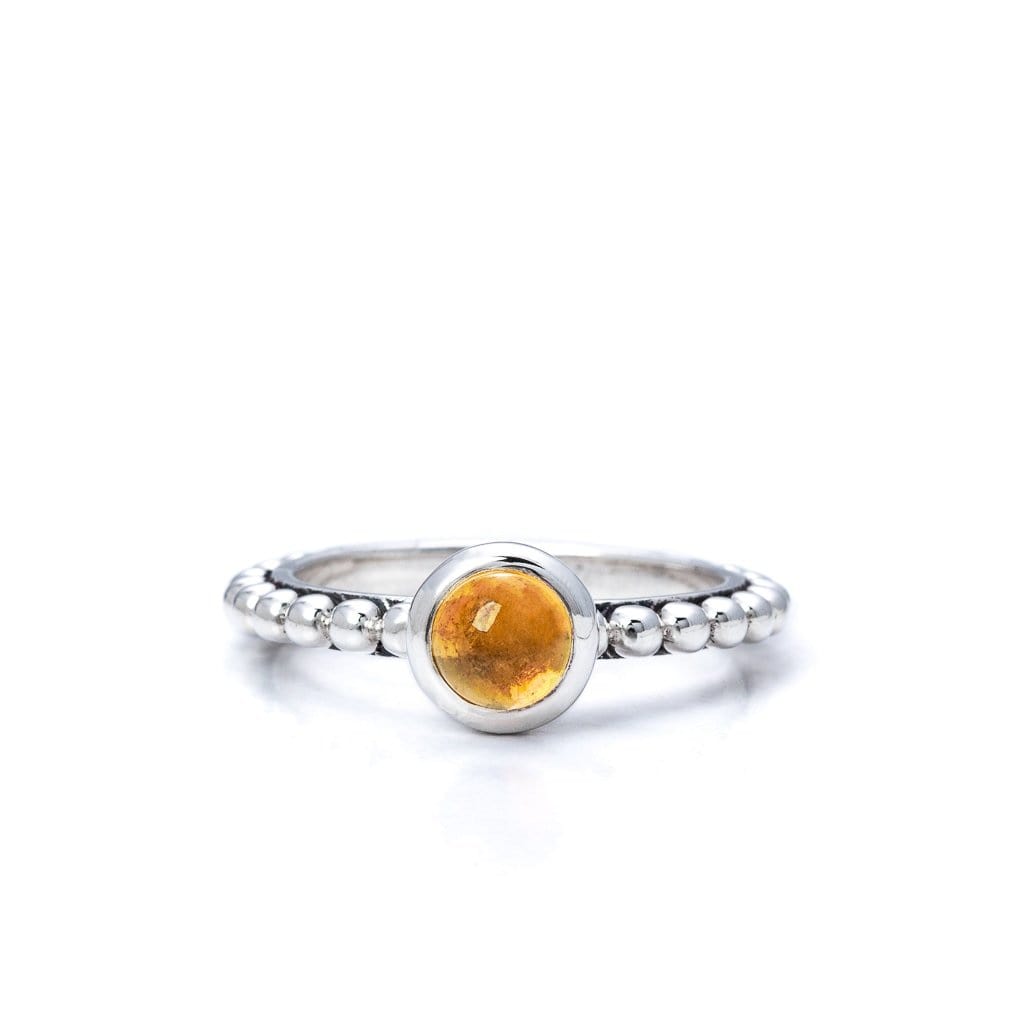 Bloodline Design Womens Rings 5 / Citrine Beaded Band with 6mm Gemstone