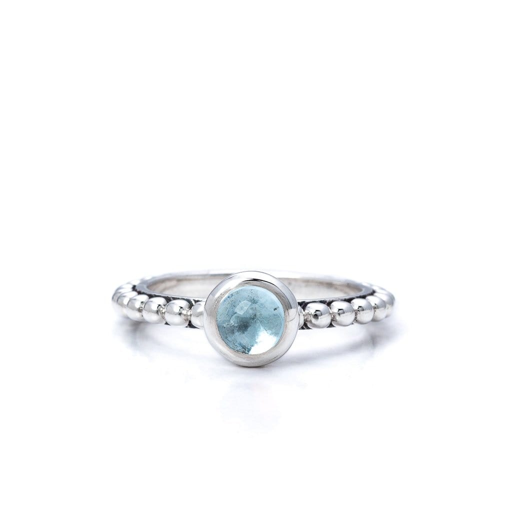 Bloodline Design Womens Rings 5 / Sky Blue Topaz Beaded Band with 6mm Gemstone