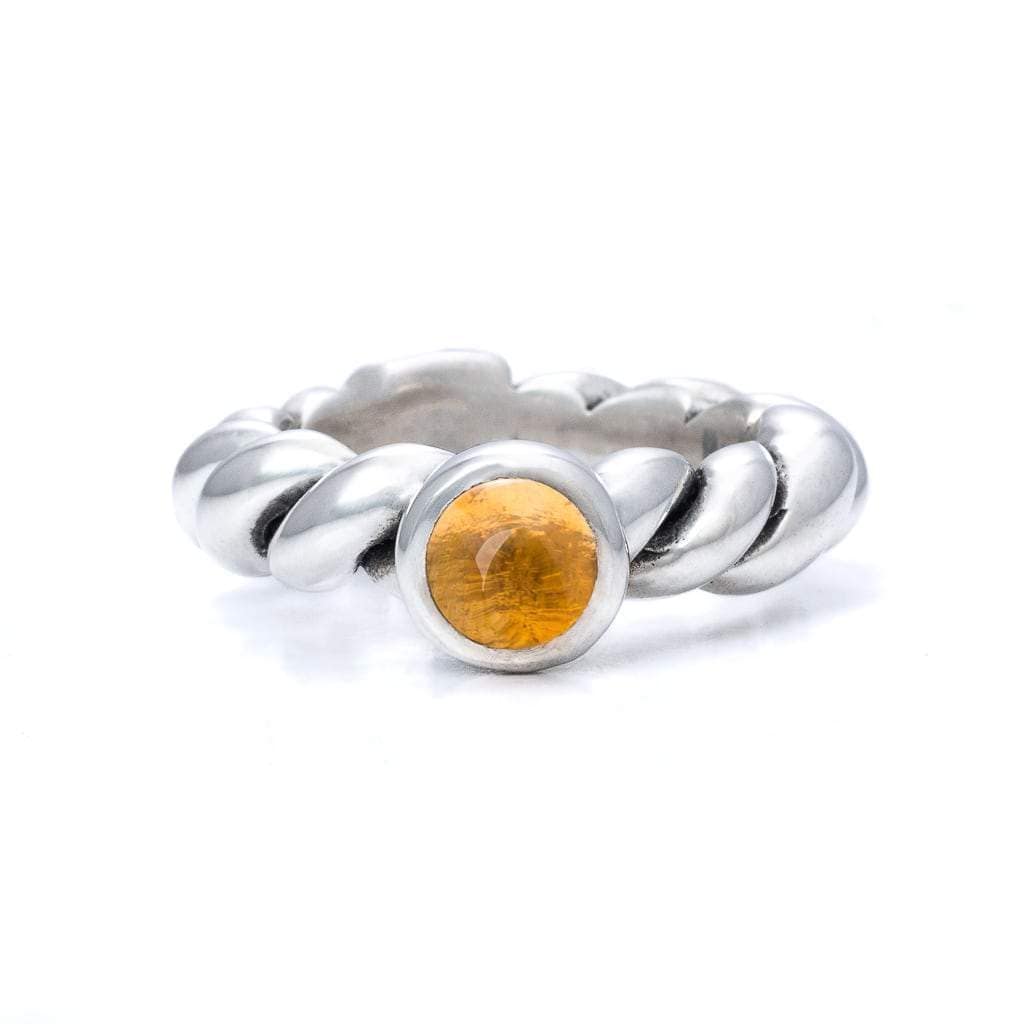 Bloodline Design Womens Rings 5 / Citrine Bloodline Twisted Rope Ring with 6mm Gemstone
