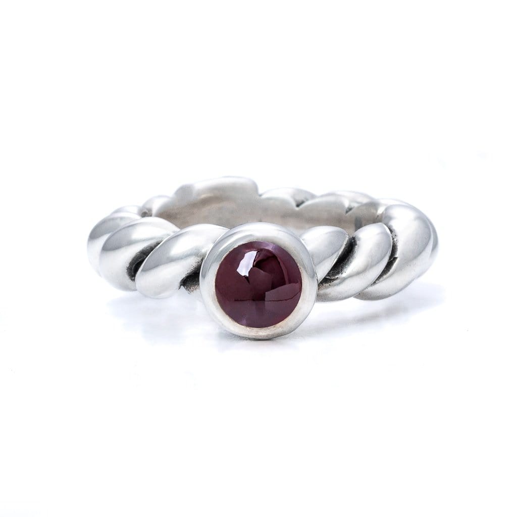 Bloodline Design Womens Rings 5 / Garnet Bloodline Twisted Rope Ring with 6mm Gemstone
